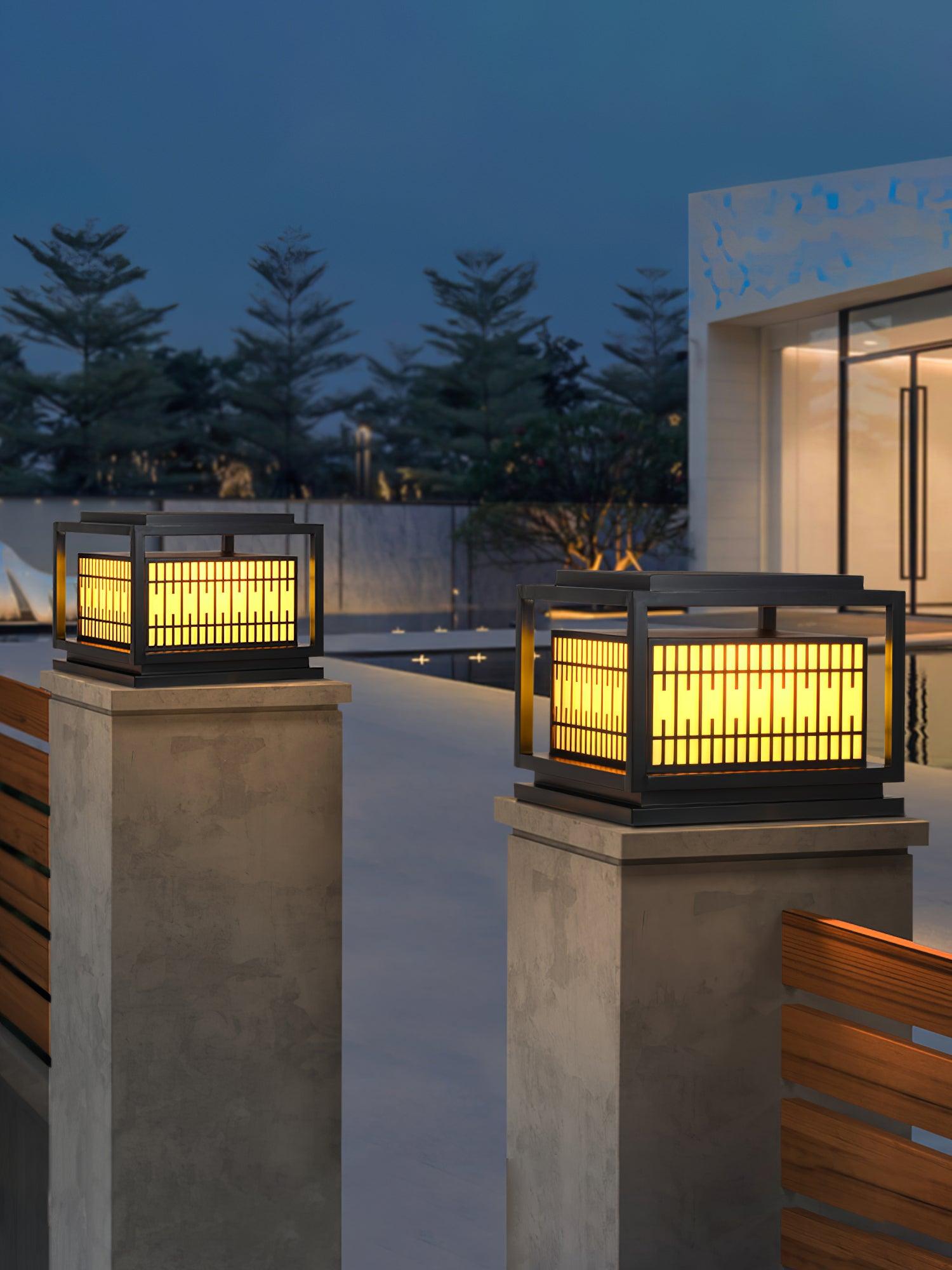 Window Grille Outdoor Post Light - Lumpaz