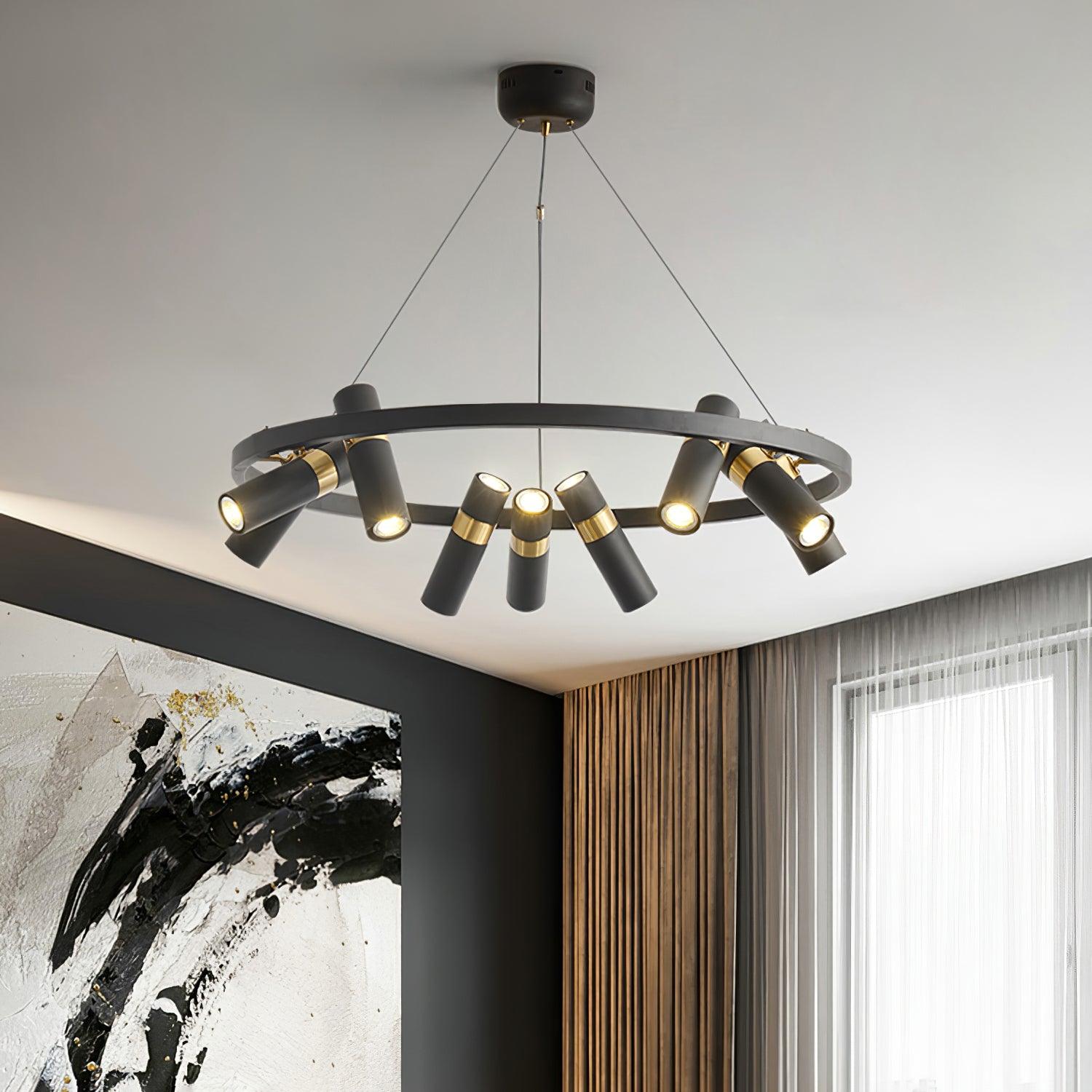 Black Mutil Pipe Chandelier - Lumpaz