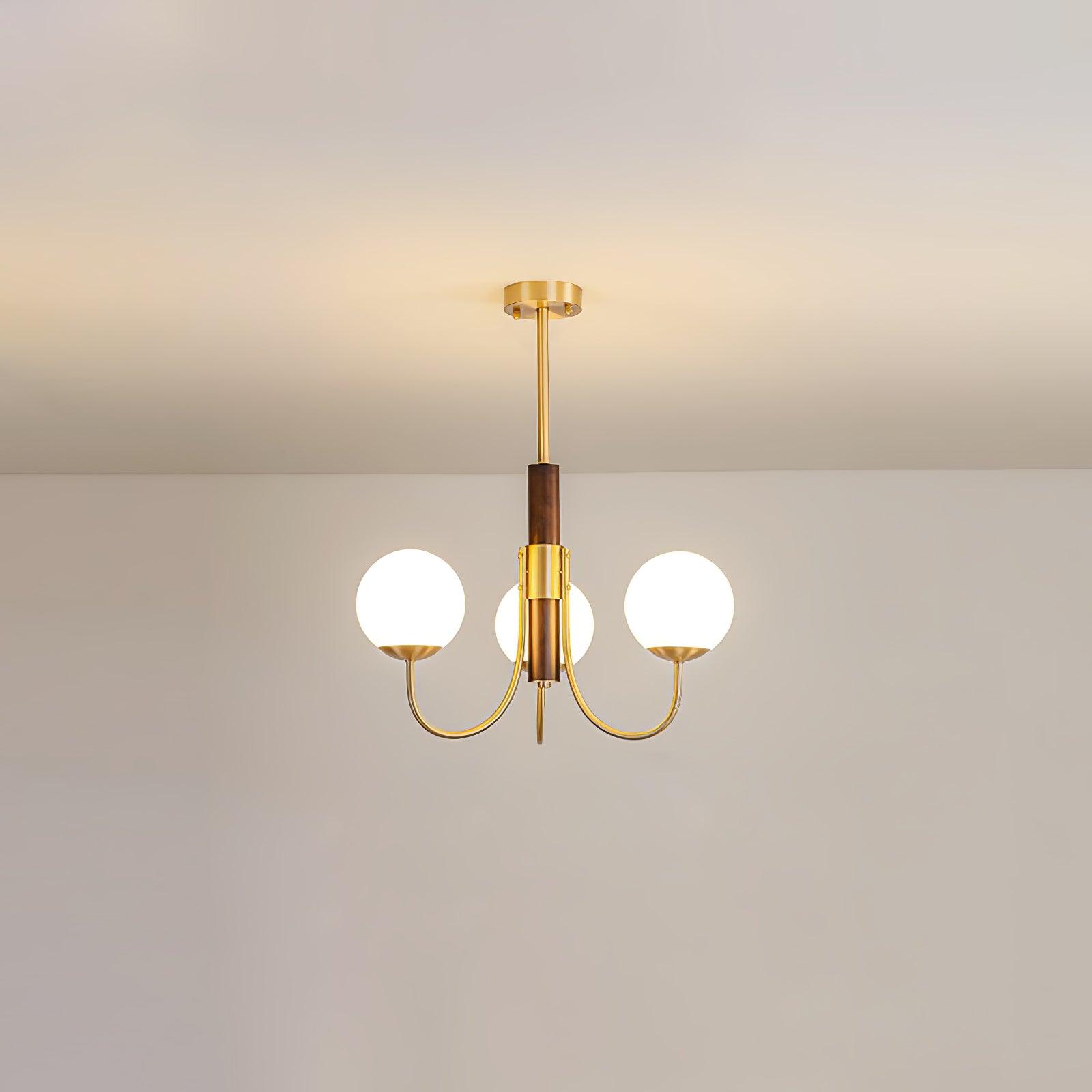Midas Touch Walnut Sphere Chandelier - Lumpaz