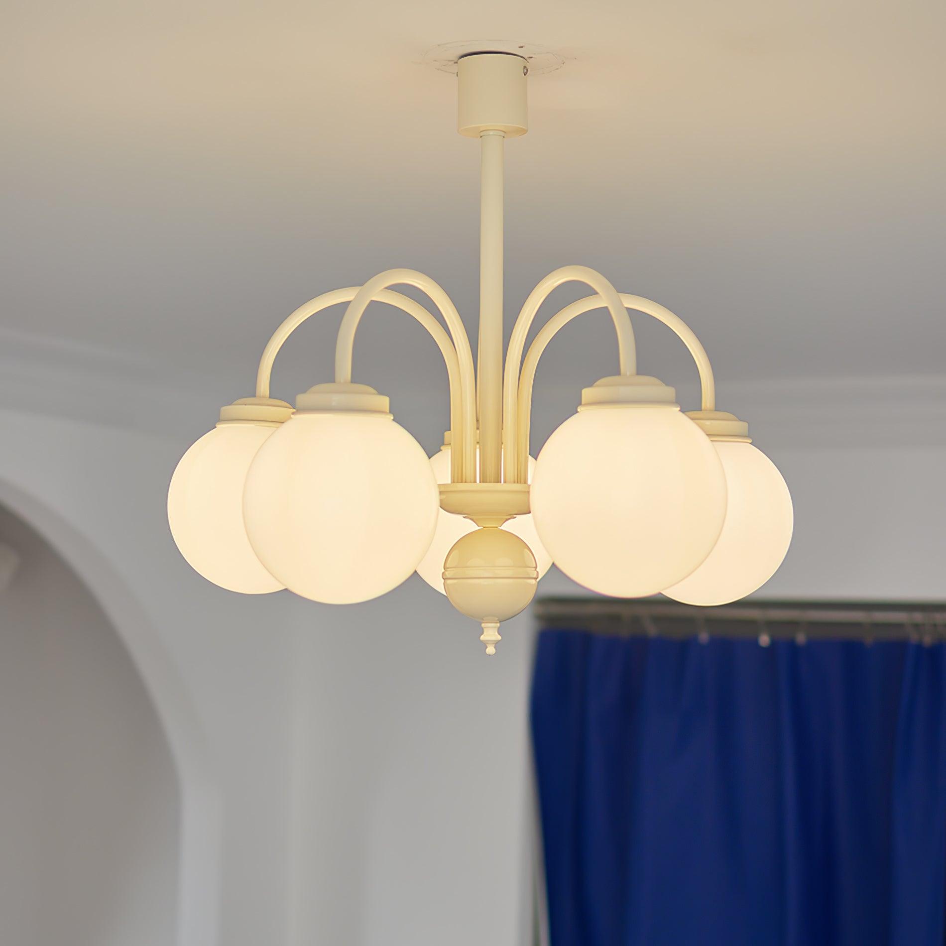 Cream Glass Sphere Chandelier - Lumpaz