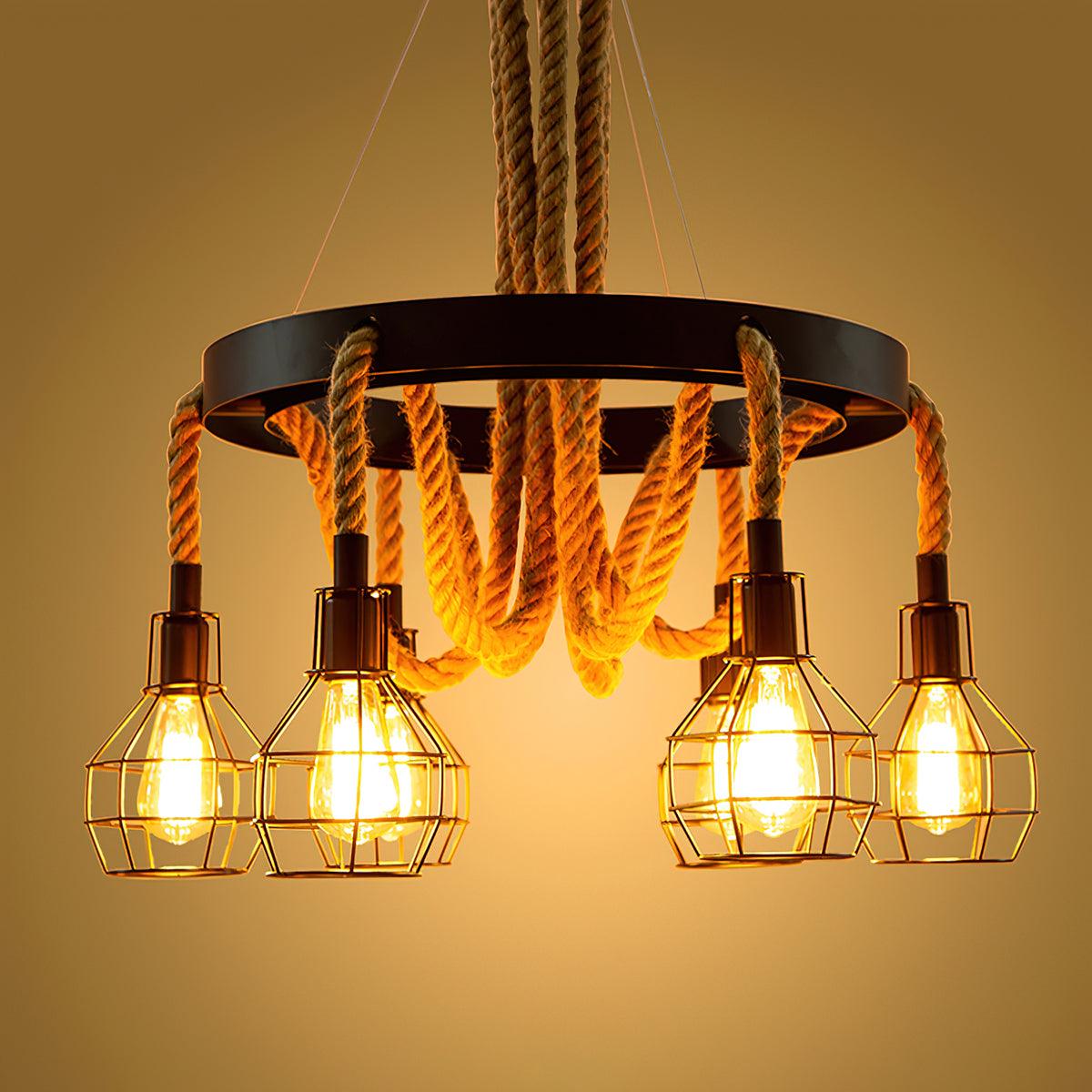 Hemp Rope Industrial Starfall Chandelier - Lumpaz