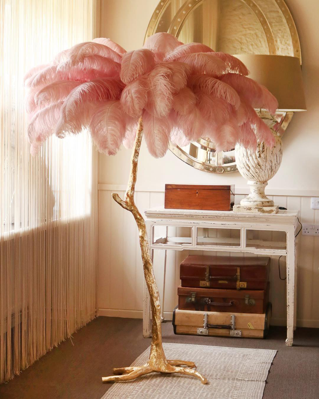 Ostrich Feather Brass Floor Lamp - Lumpaz