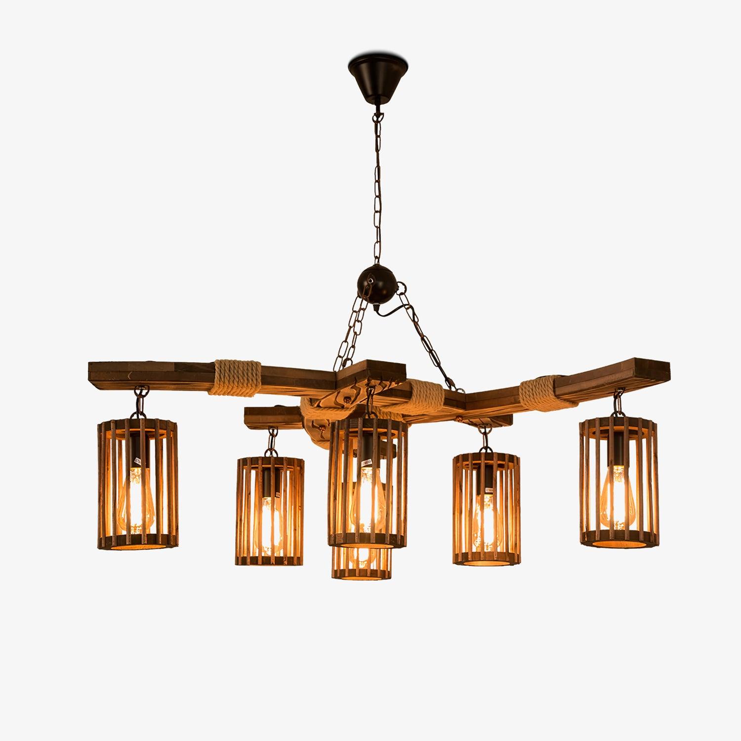 Retro Solid Wood Chandelier - Lumpaz