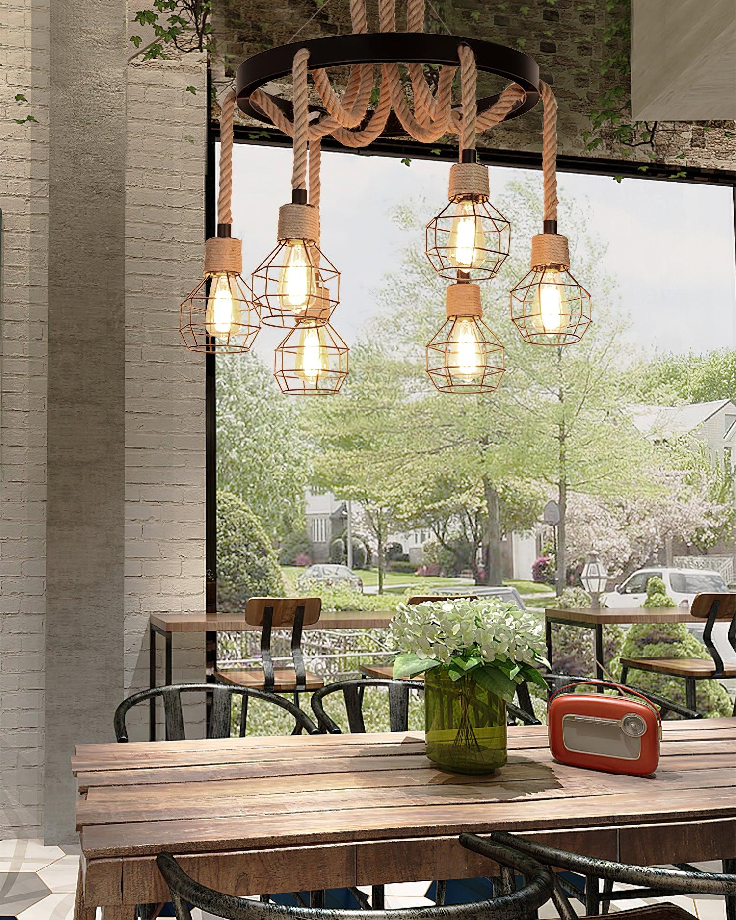 Hemp Rope Industrial Starfall Chandelier - Lumpaz