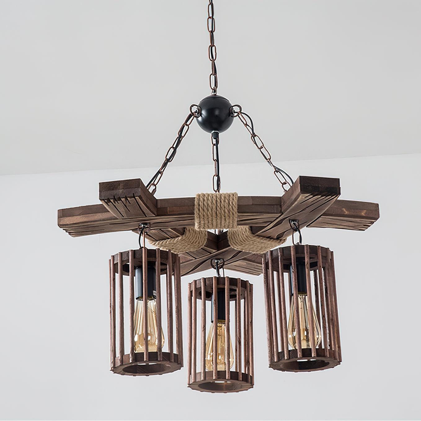 Retro Solid Wood Chandelier - Lumpaz
