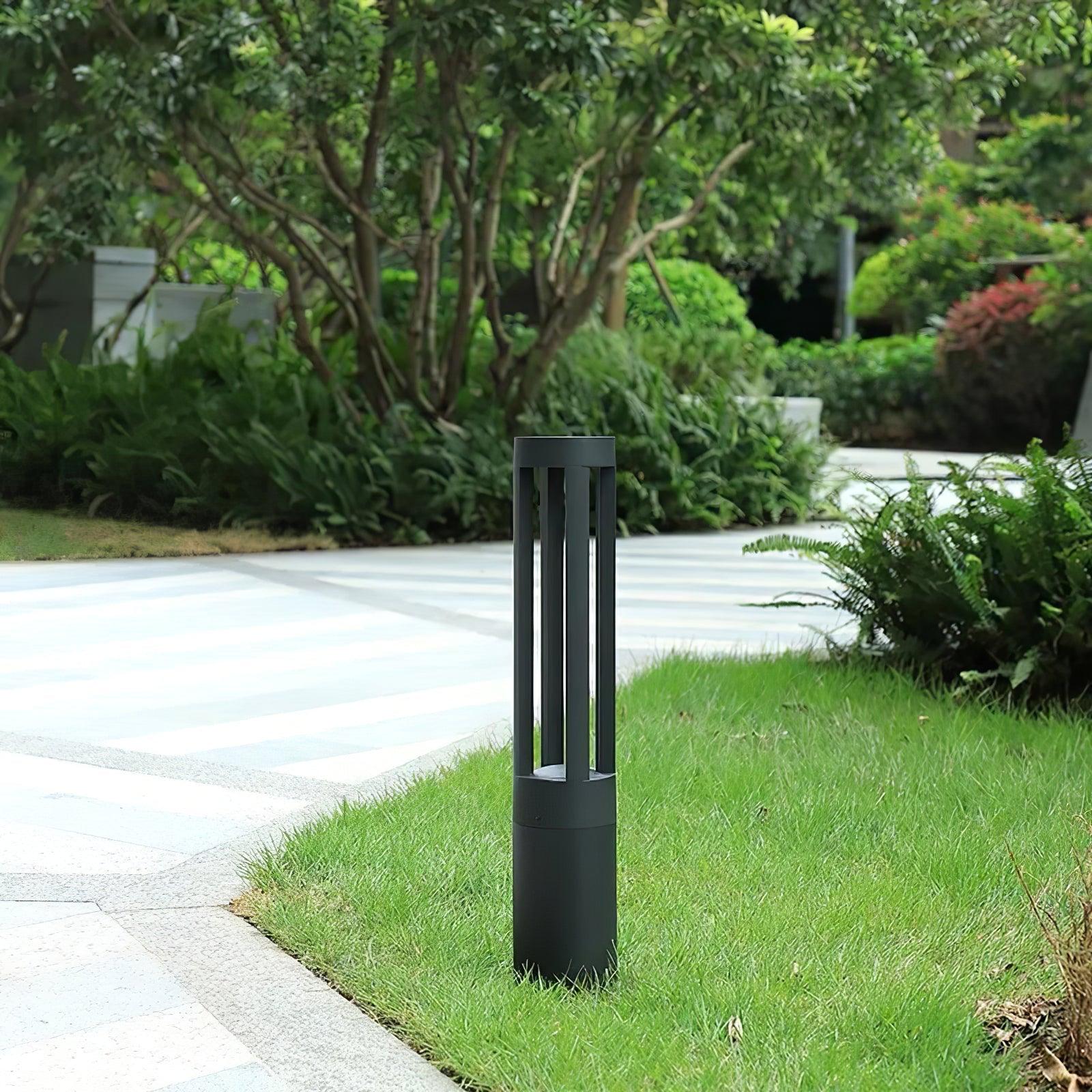 Black Cylindrical Garden Outdoor Light with Solar Panel - Lumpaz