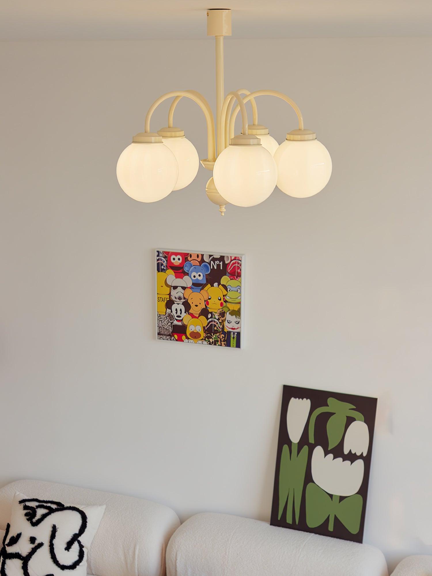 Cream Glass Sphere Chandelier - Lumpaz