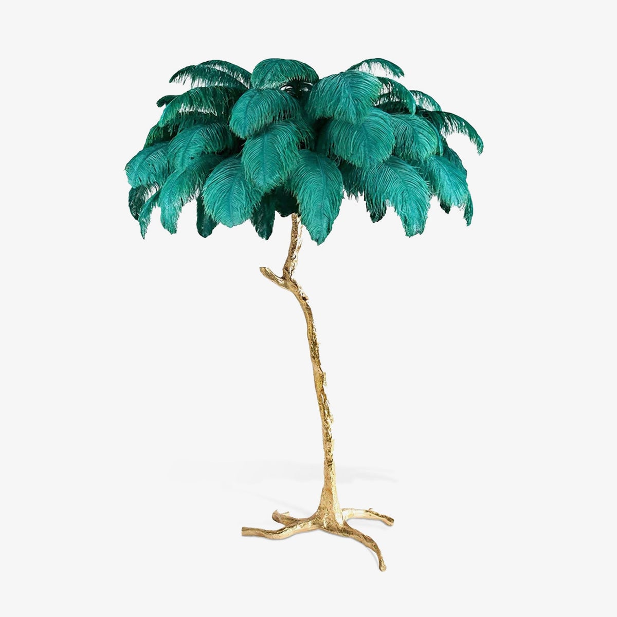 Ostrich Feather Brass Floor Lamp - Lumpaz