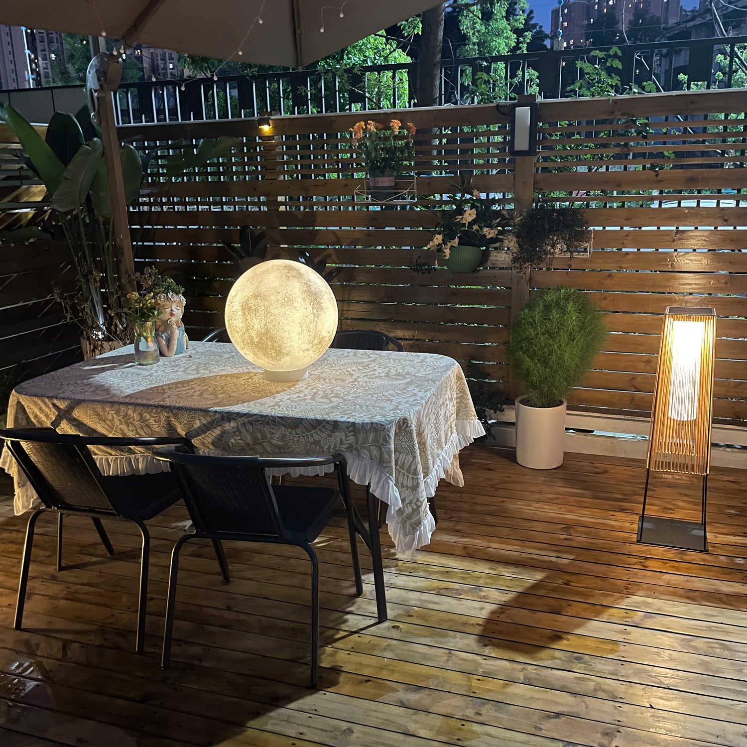 Plastic Rattan Outdoor Post Light with Solar Panel - Lumpaz