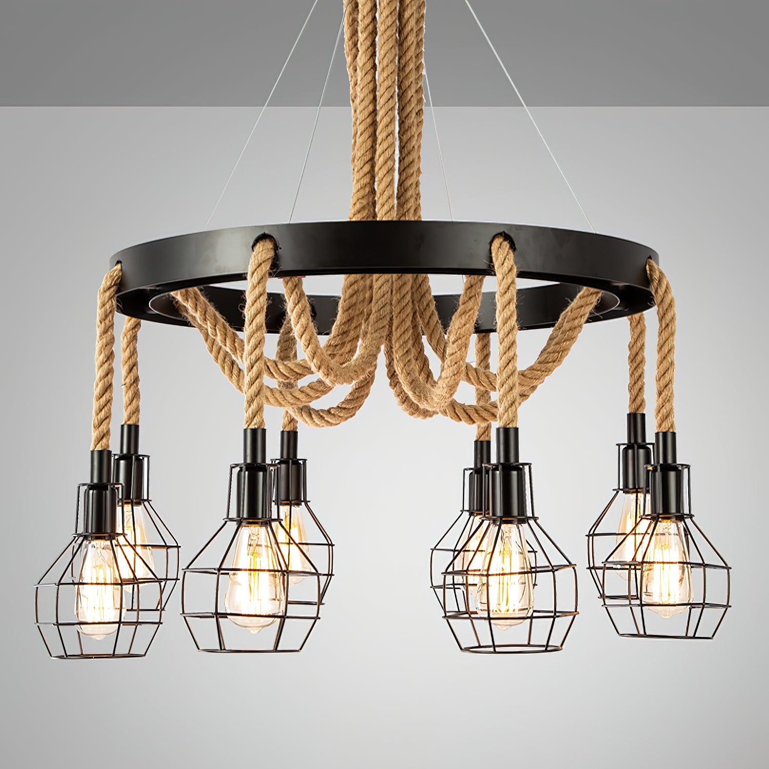 Hemp Rope Industrial Starfall Chandelier - Lumpaz