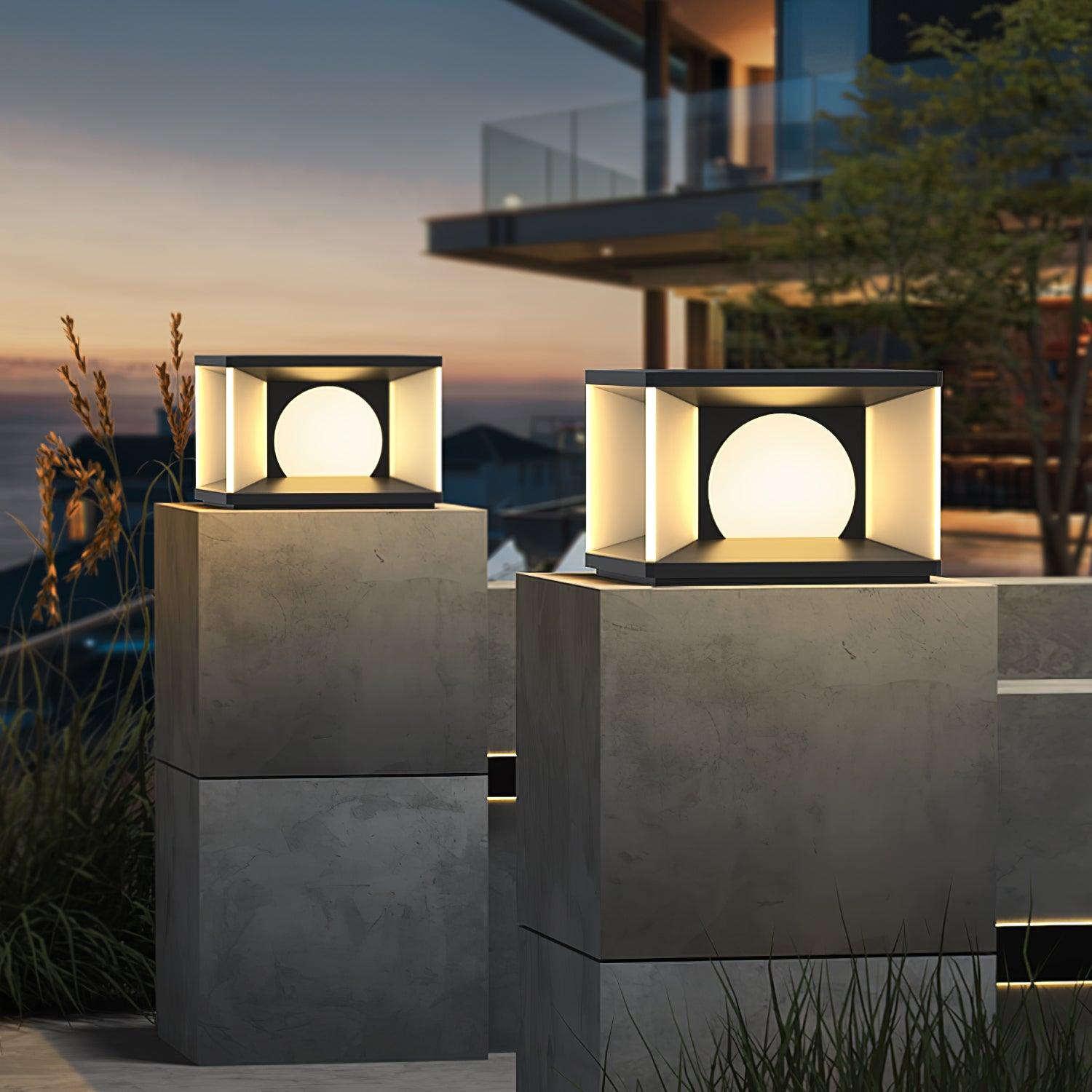 Eclipse Cube Outdoor Post Light - Lumpaz