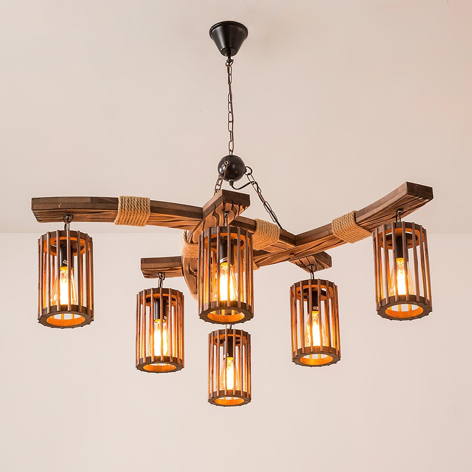 Retro Solid Wood Chandelier - Lumpaz