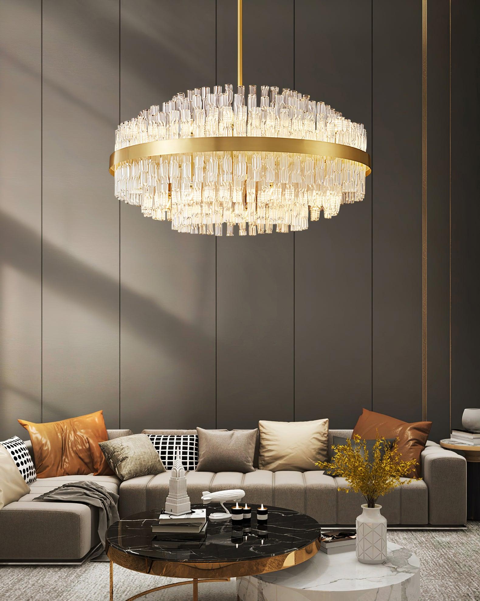 Gold & Clear Rod Chandelier - Lumpaz