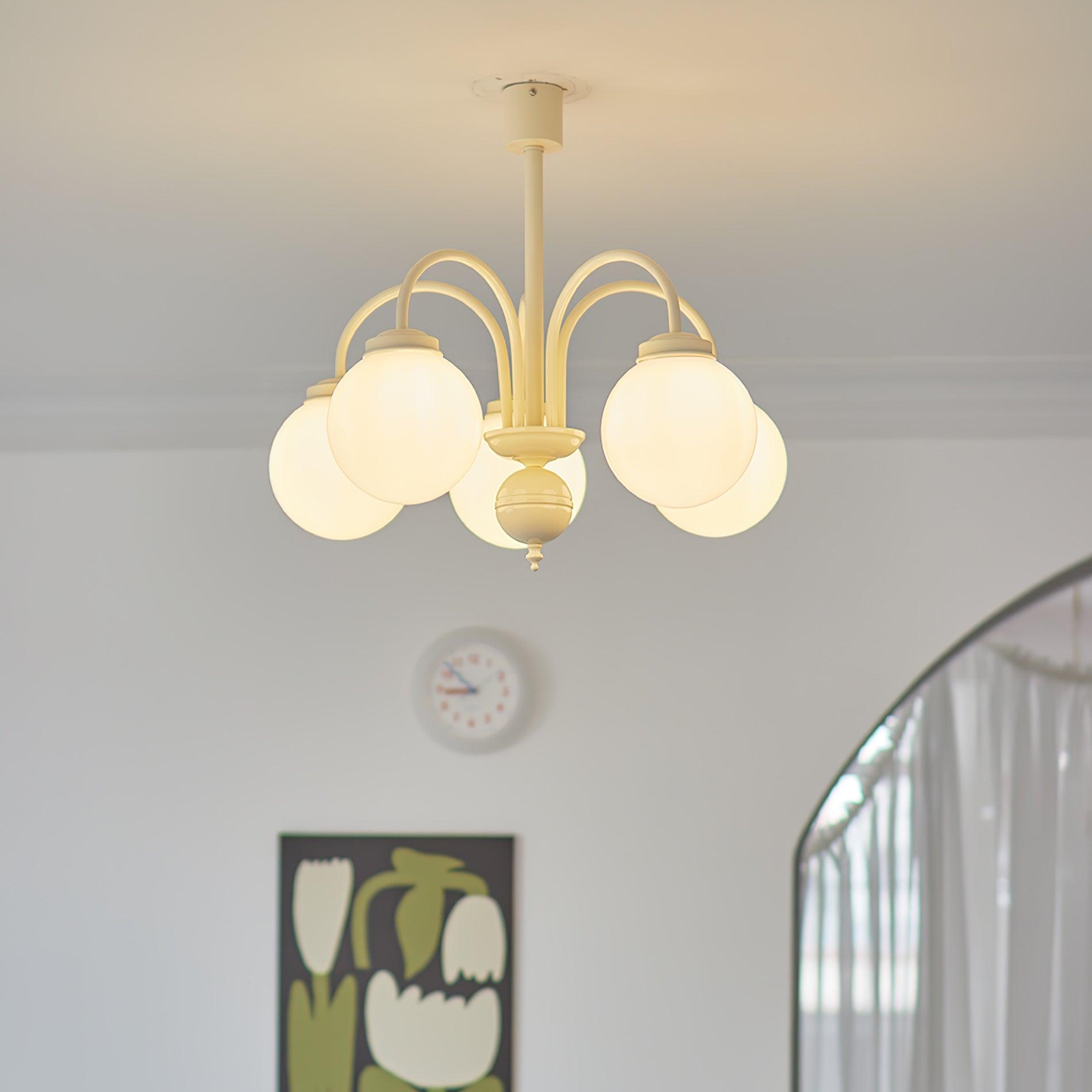 Cream Glass Sphere Chandelier - Lumpaz