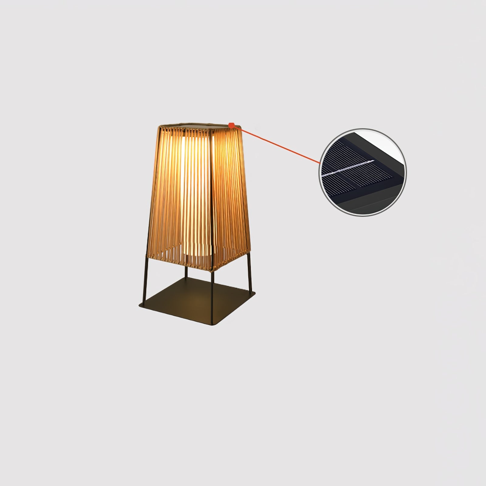 Plastic Rattan Outdoor Post Light with Solar Panel - Lumpaz