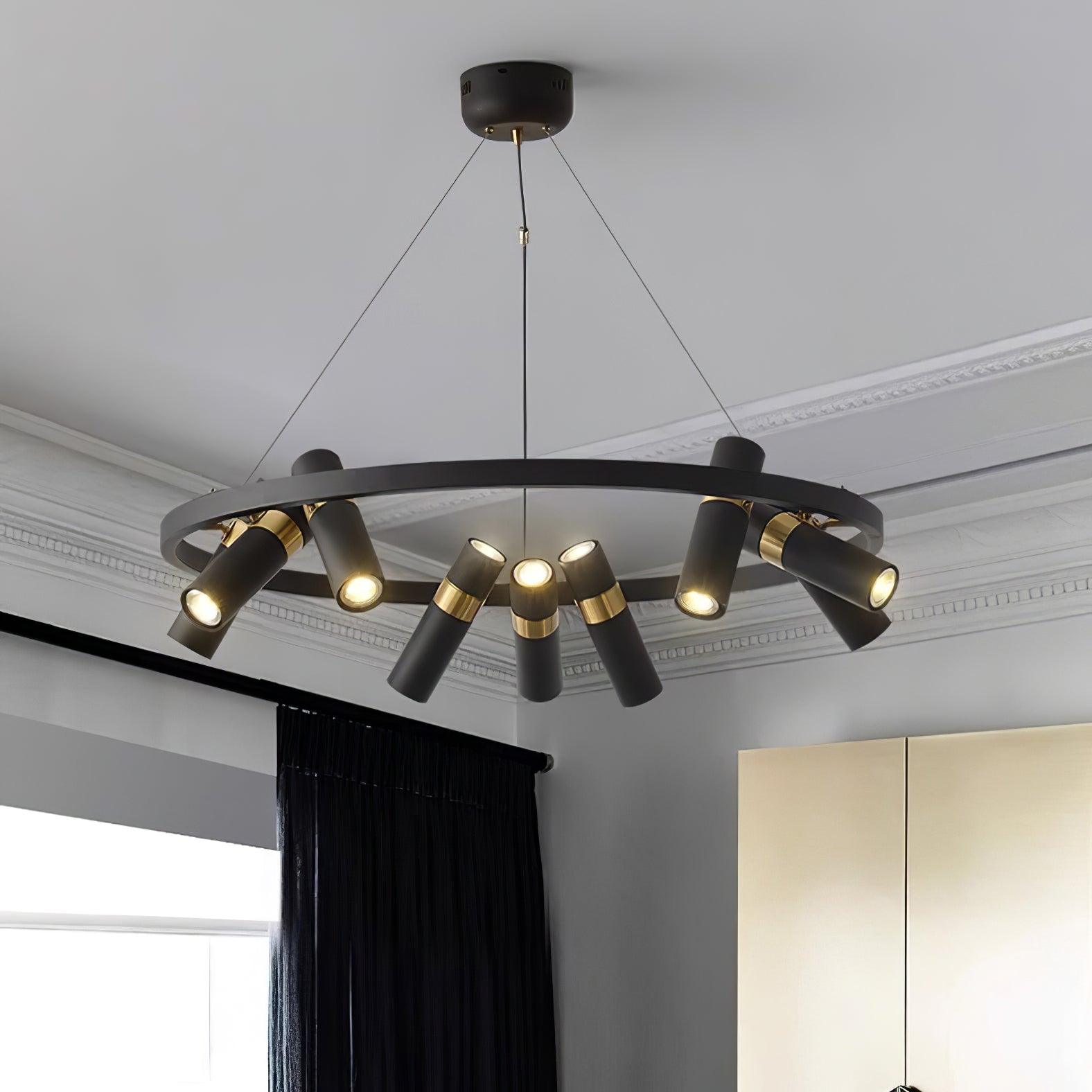 Black Mutil Pipe Chandelier - Lumpaz