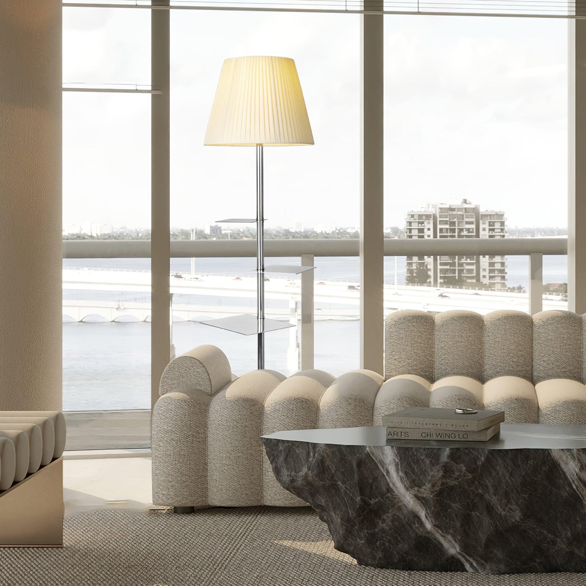 Chrome Prism Side Table Floor Lamp - Lumpaz