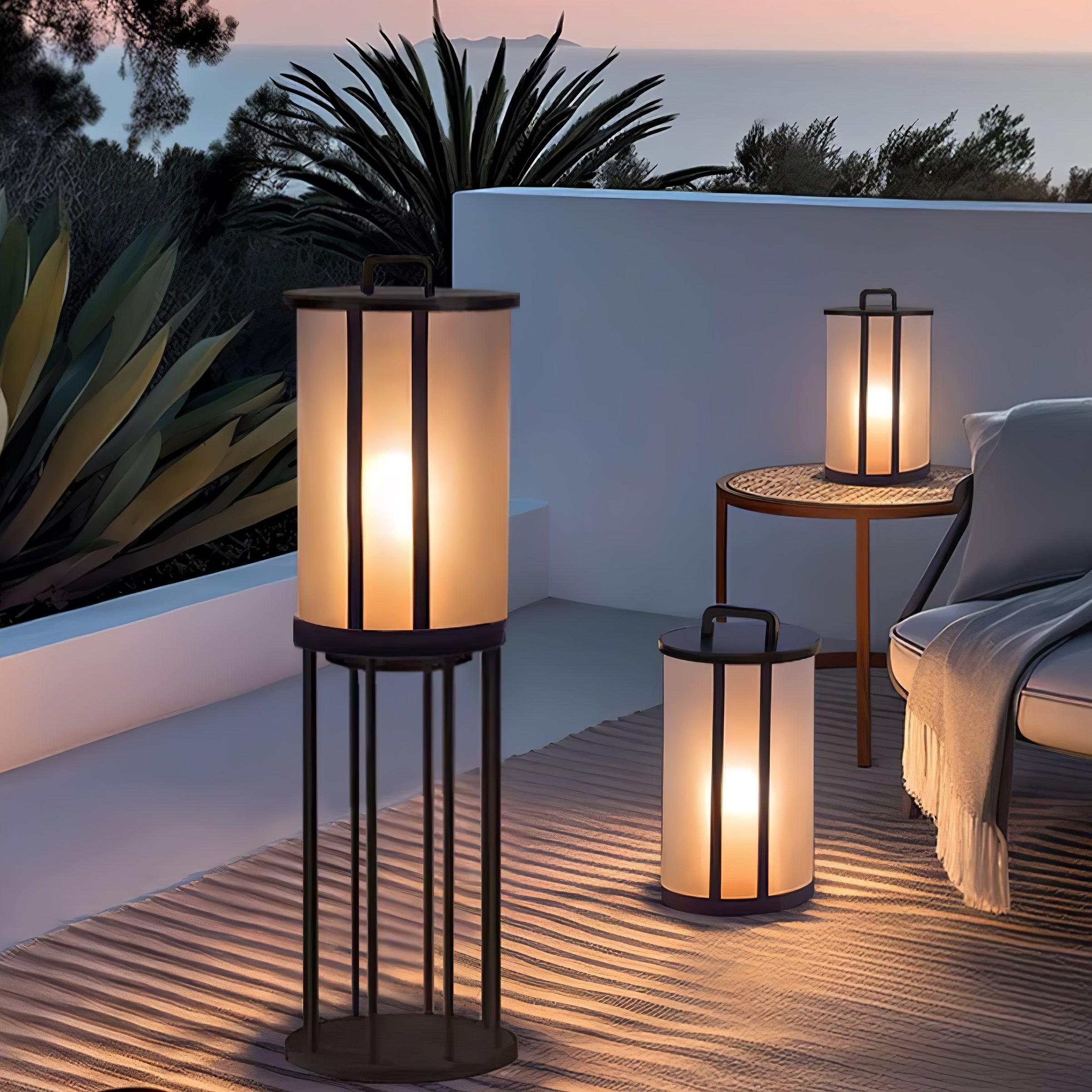 Round Pillar Acrylic Lantern Outdoor Lamp - Lumpaz