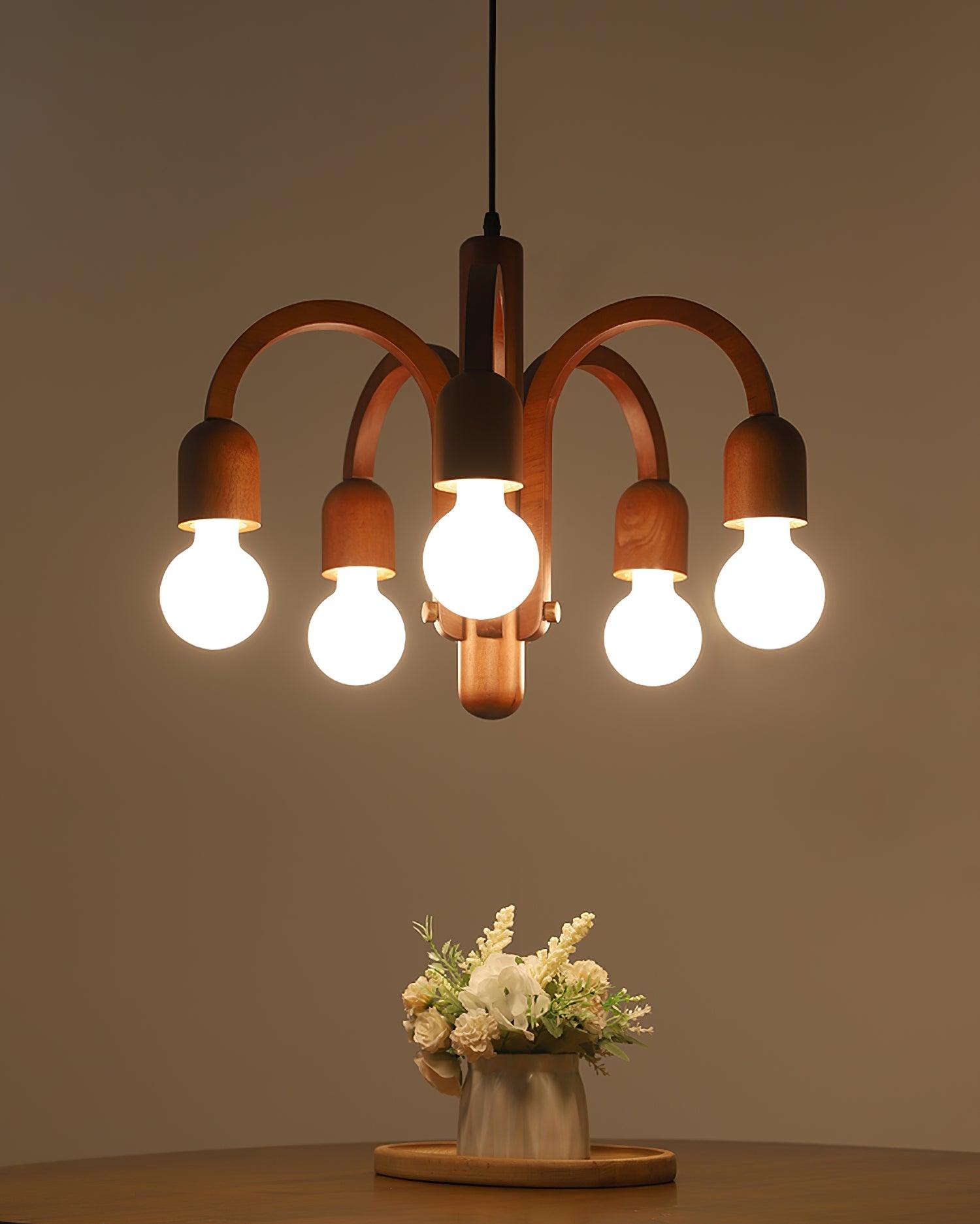 Candela Teak Chandelier - Lumpaz