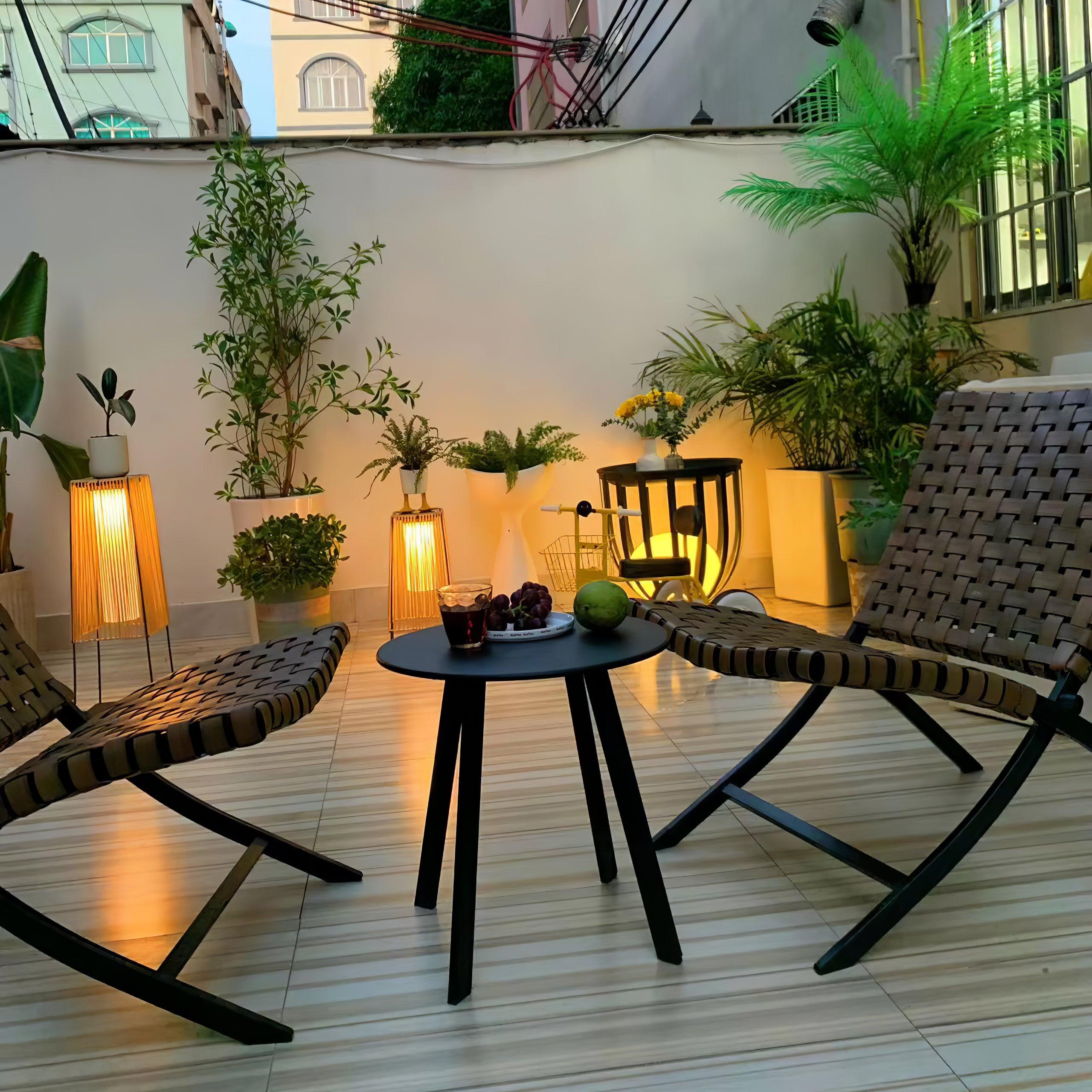 Plastic Rattan Outdoor Post Light with Solar Panel - Lumpaz