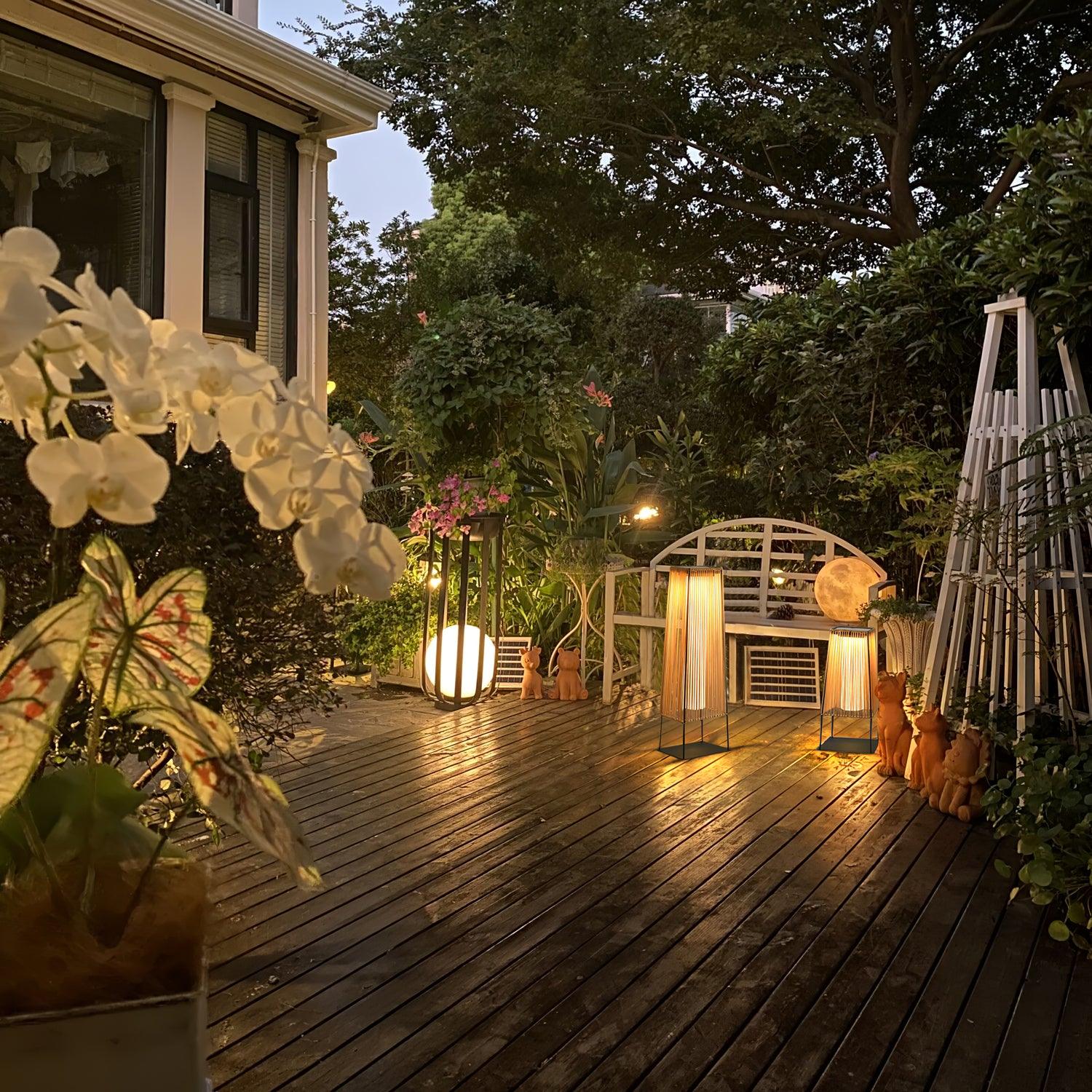 Plastic Rattan Outdoor Post Light with Solar Panel - Lumpaz