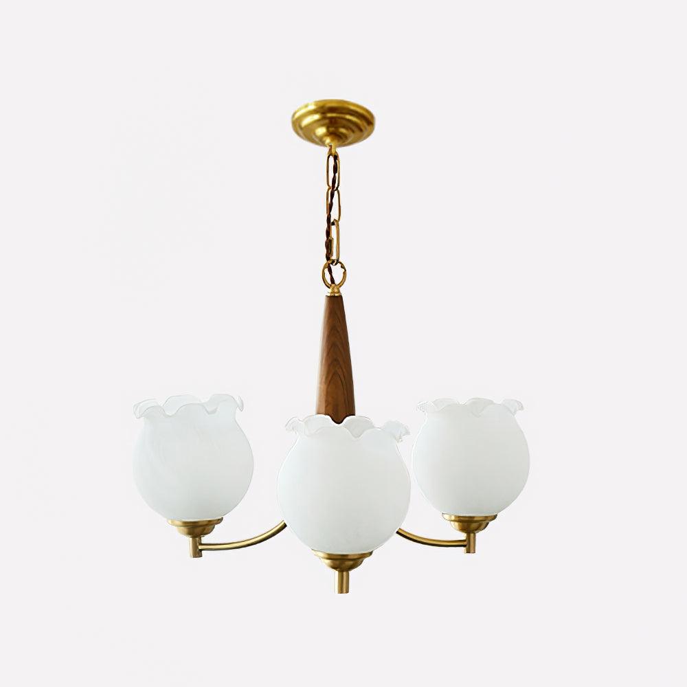 Tulips Glass Wood Chandelier - Lumpaz
