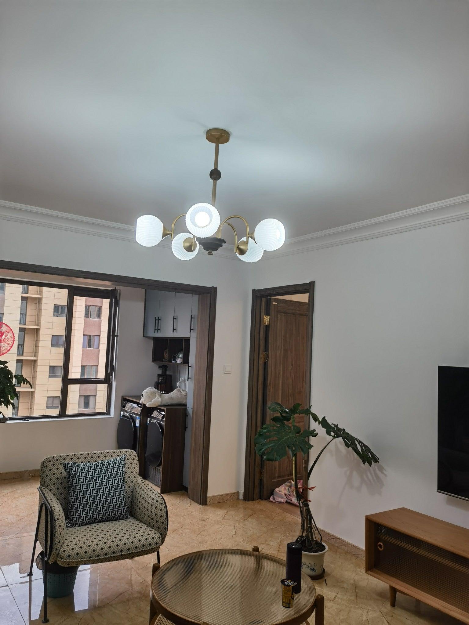 Sculptural Glass Ribbed Chandelier - Lumpaz