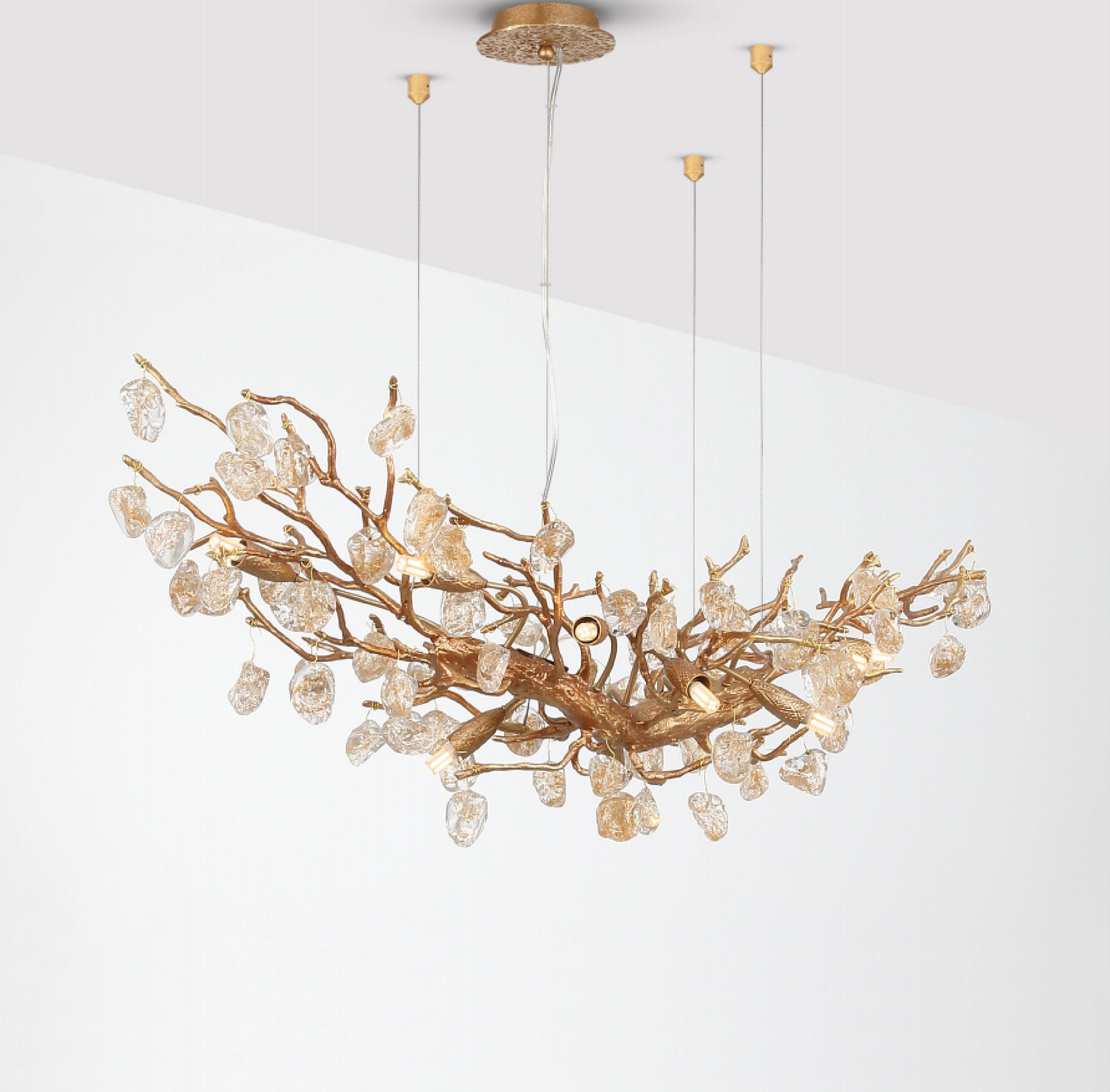 Stone Crystal Brass Chandelier - Lumpaz