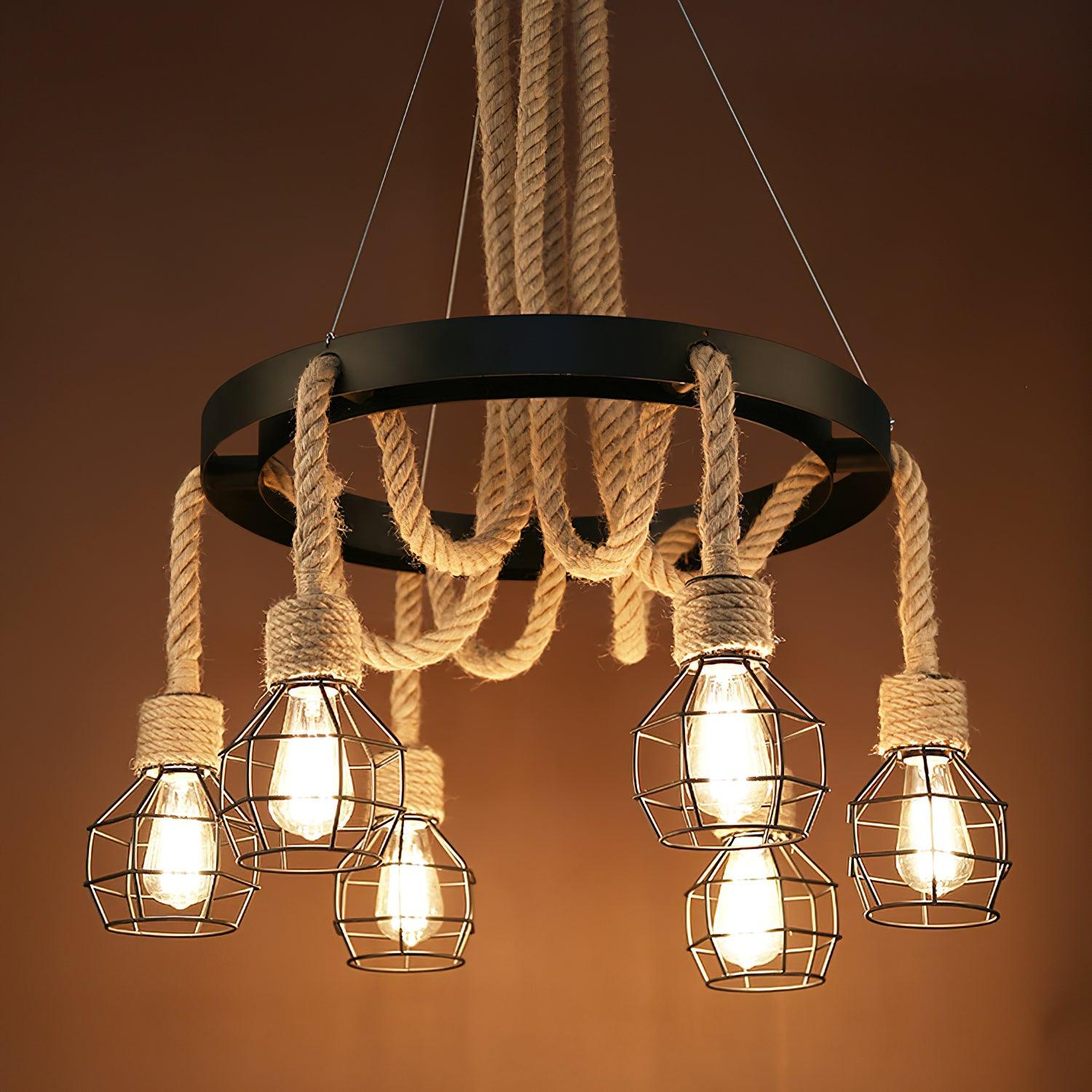 Hemp Rope Industrial Starfall Chandelier - Lumpaz