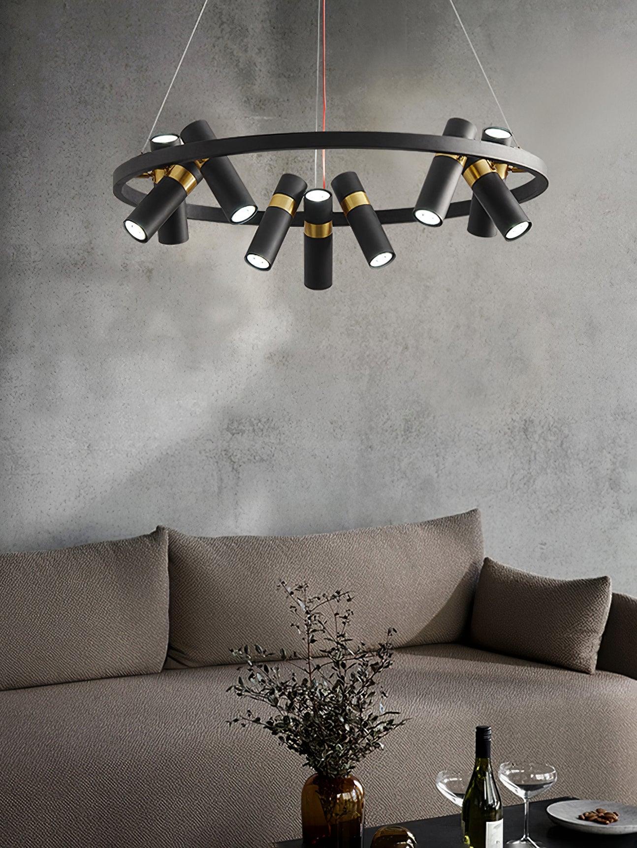 Black Mutil Pipe Chandelier - Lumpaz