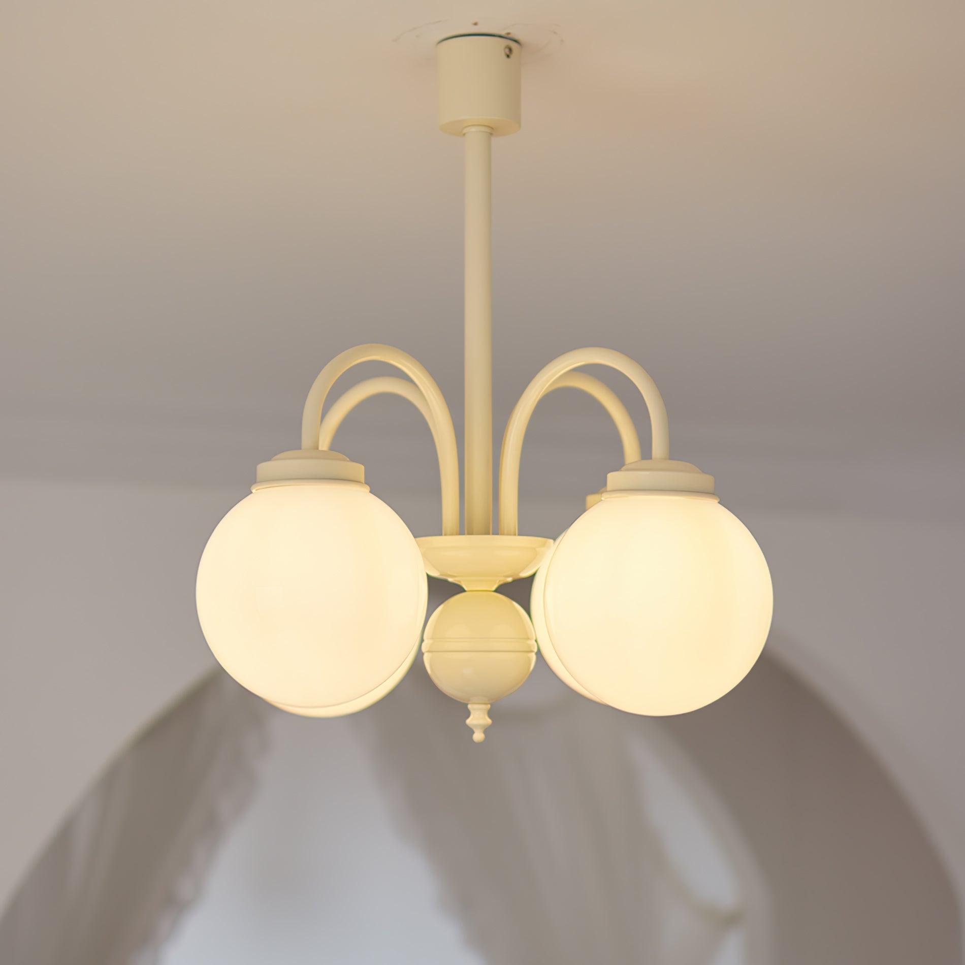 Cream Glass Sphere Chandelier - Lumpaz