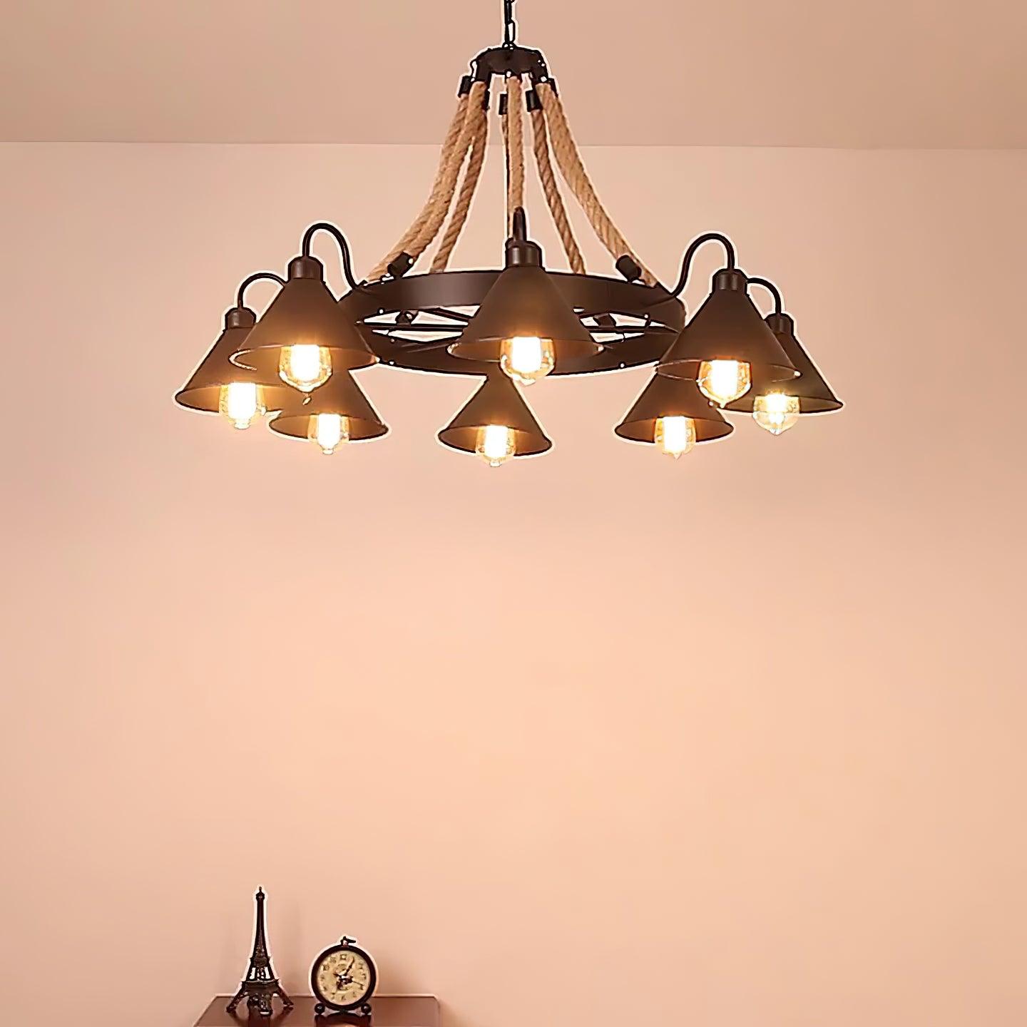 Hemp Rope Industrial Horn Chandelier - Lumpaz