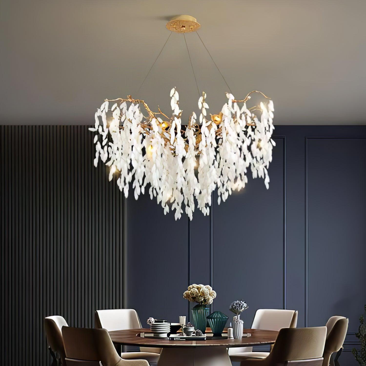 White Jade Branch Brass Chandelier - Lumpaz