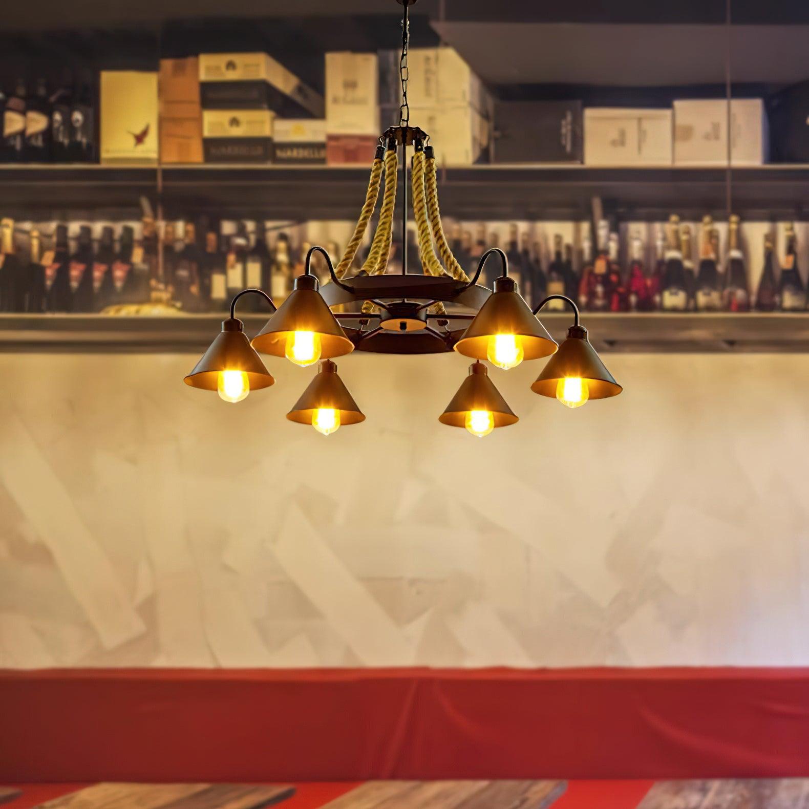 Hemp Rope Industrial Horn Chandelier - Lumpaz
