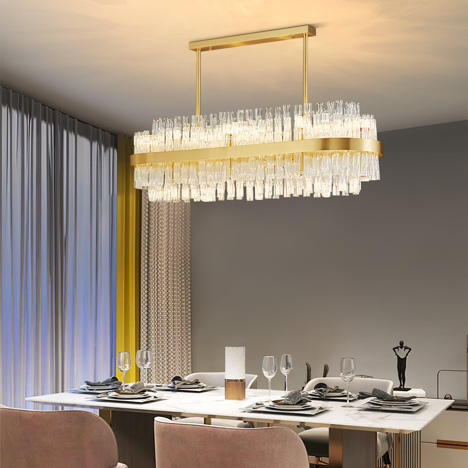 Gold & Clear Rod Chandelier - Lumpaz