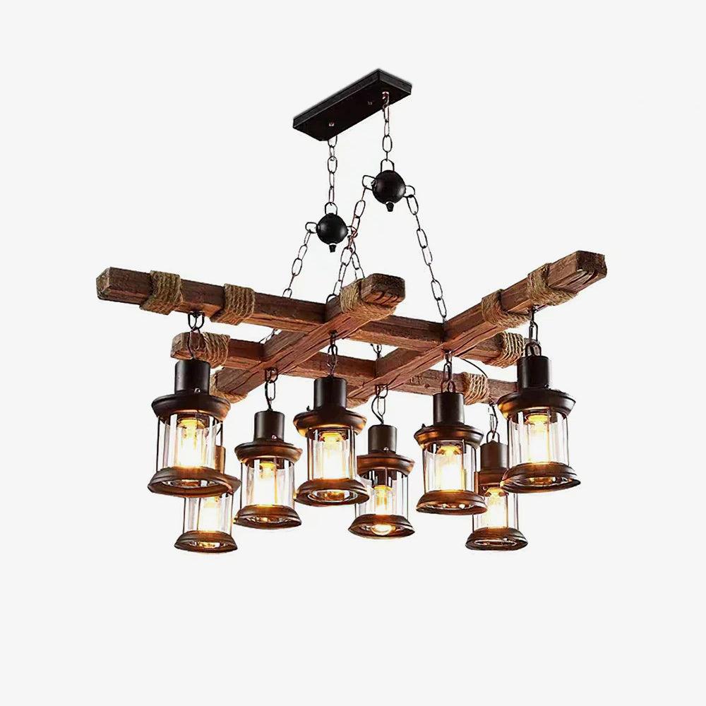 Vintage Wood Glass Chandeliers - Lumpaz