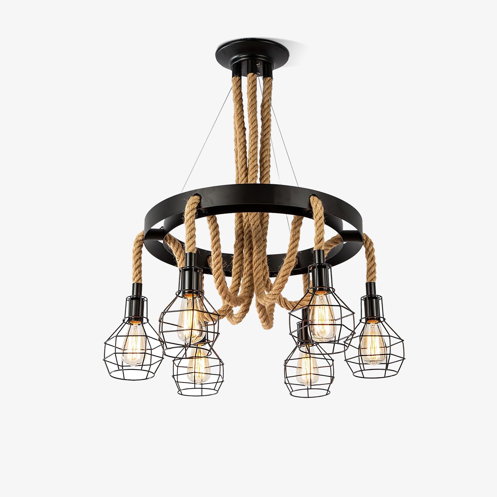 Hemp Rope Industrial Starfall Chandelier - Lumpaz