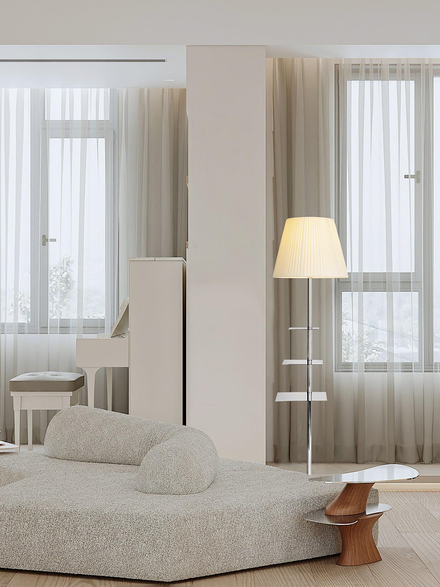 Chrome Prism Side Table Floor Lamp - Lumpaz