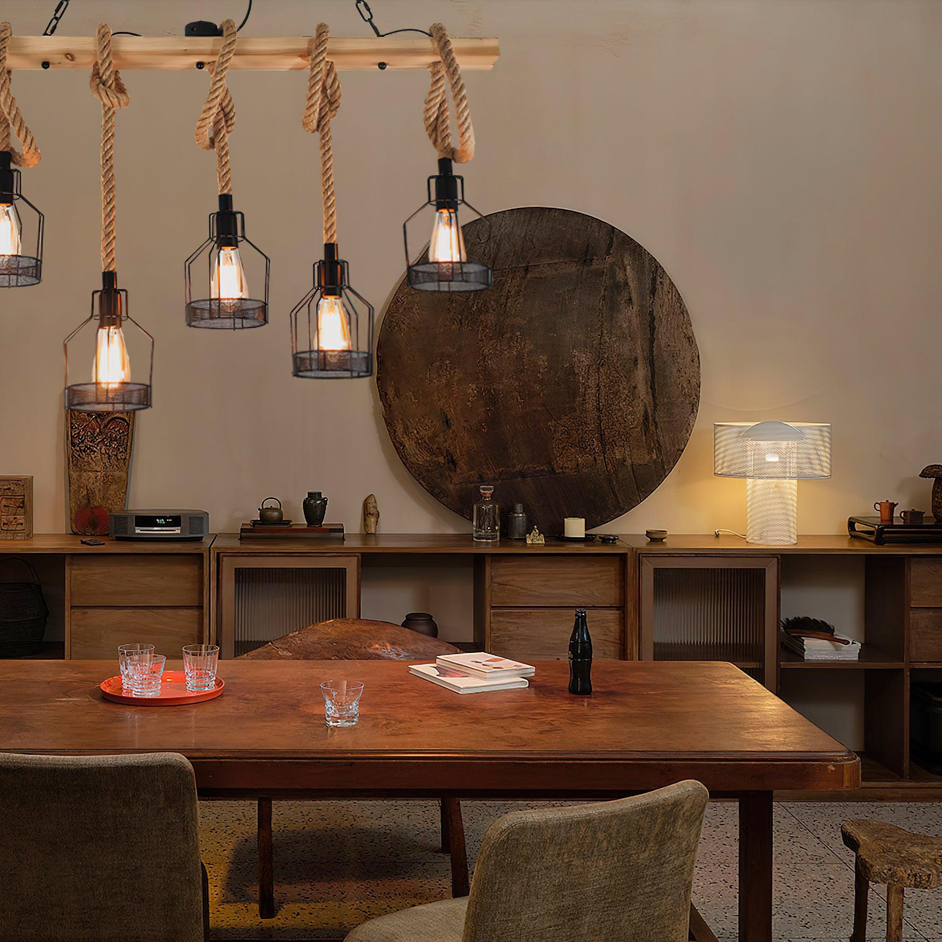 Hemp Rope Industrial Grenade Chandelier - Lumpaz