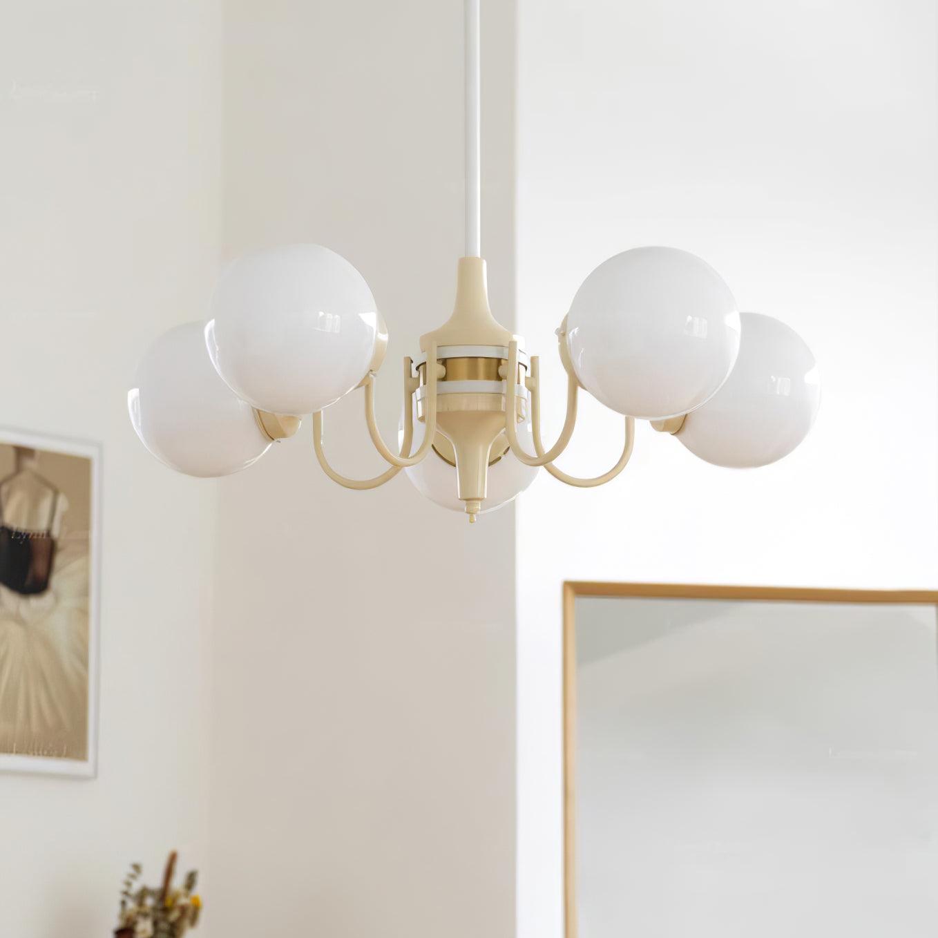 Cream Glass Ball Chandelier - Lumpaz
