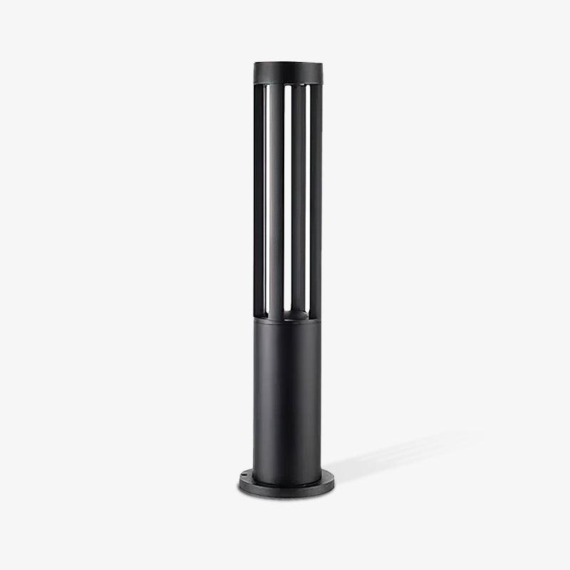 Black Cylindrical Garden Outdoor Light with Solar Panel - Lumpaz