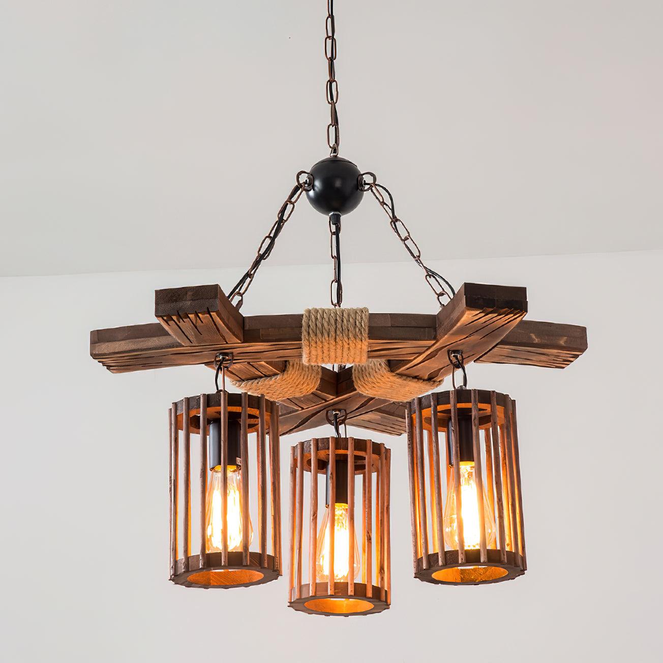 Retro Solid Wood Chandelier - Lumpaz