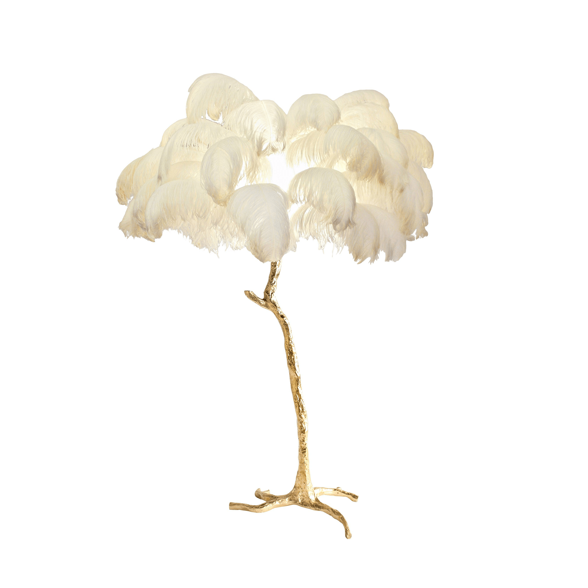 Ostrich Feather Brass Floor Lamp - Lumpaz