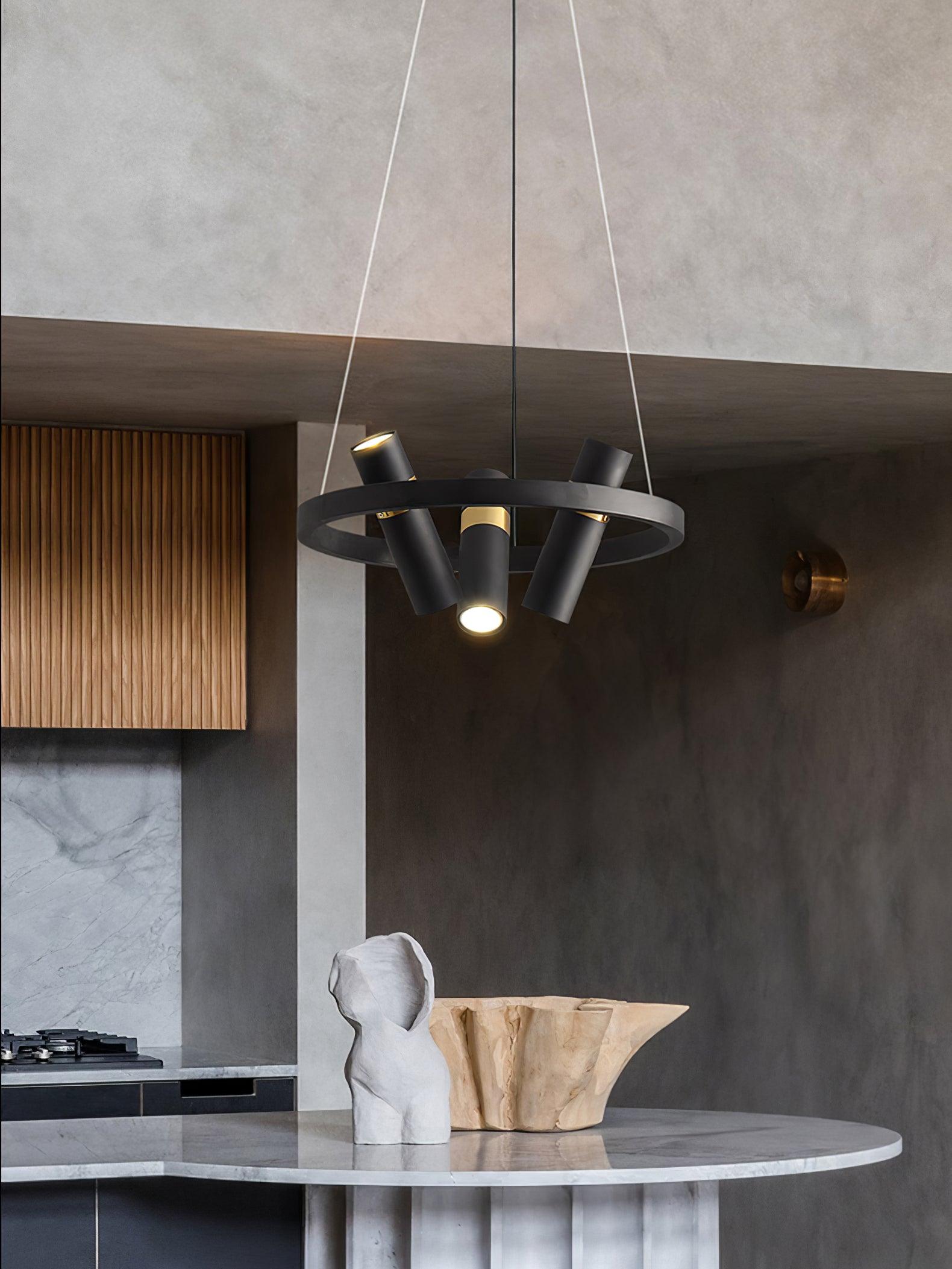 Black Mutil Pipe Chandelier - Lumpaz