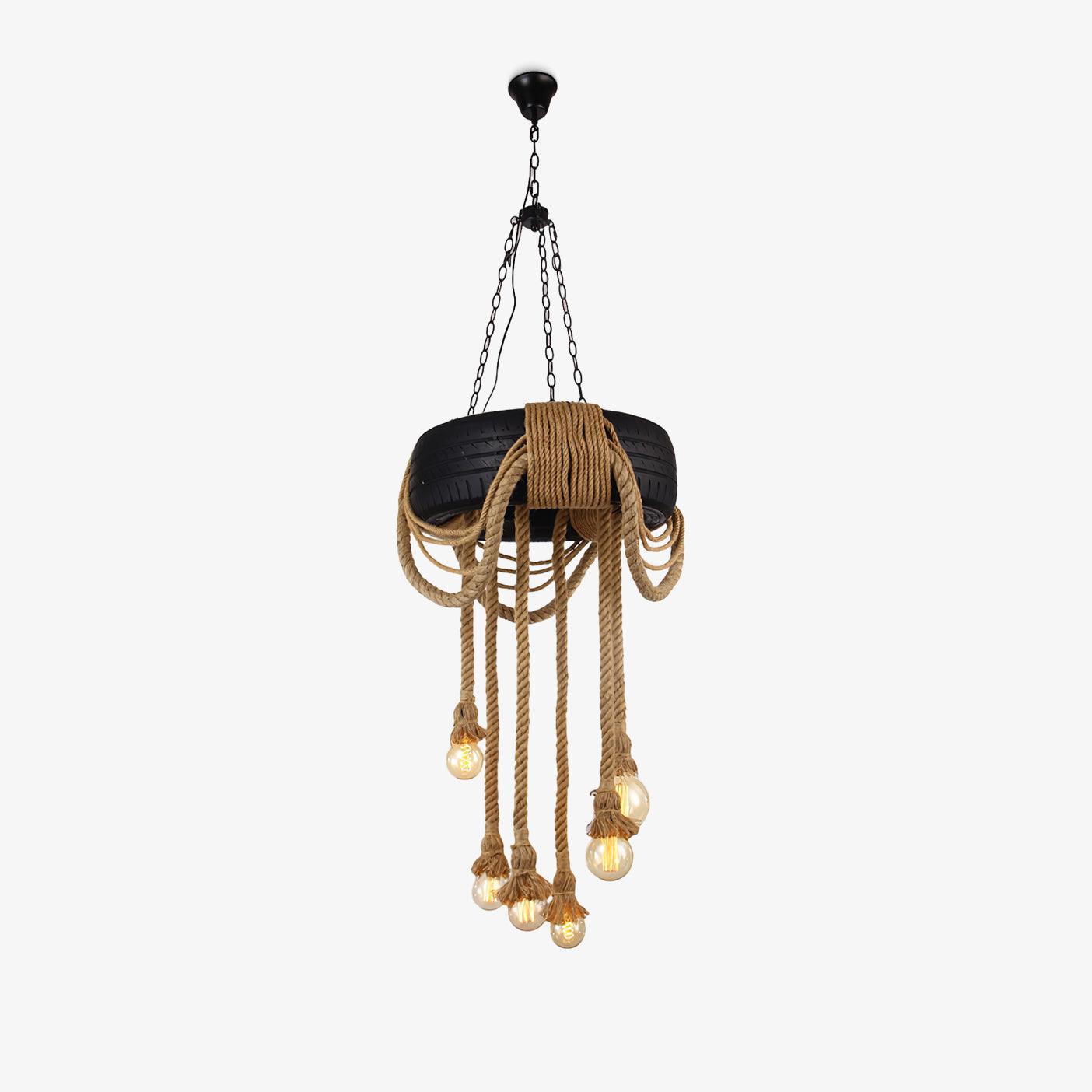 Hemp Rope Industrial Tire Chandelier - Lumpaz