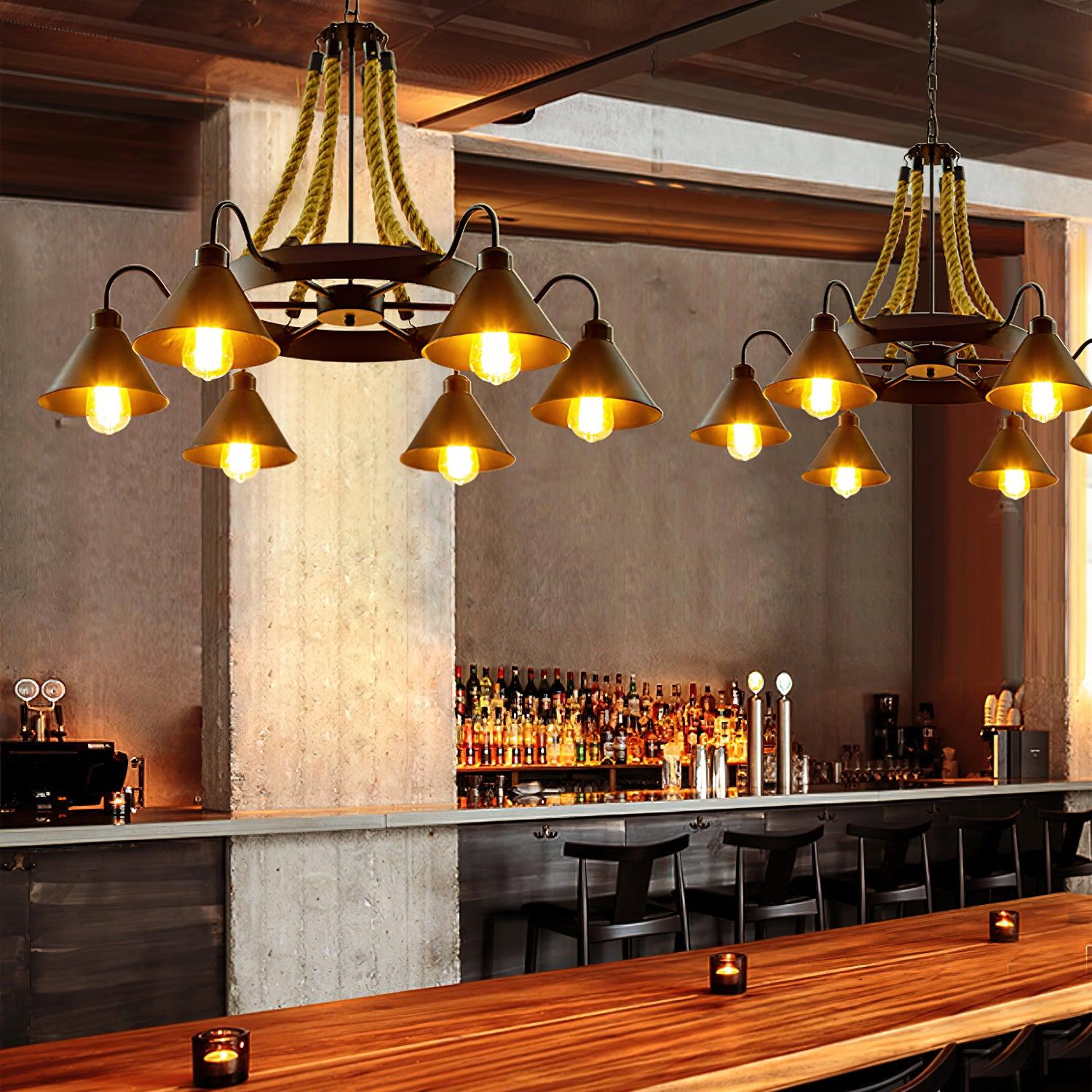 Hemp Rope Industrial Horn Chandelier - Lumpaz