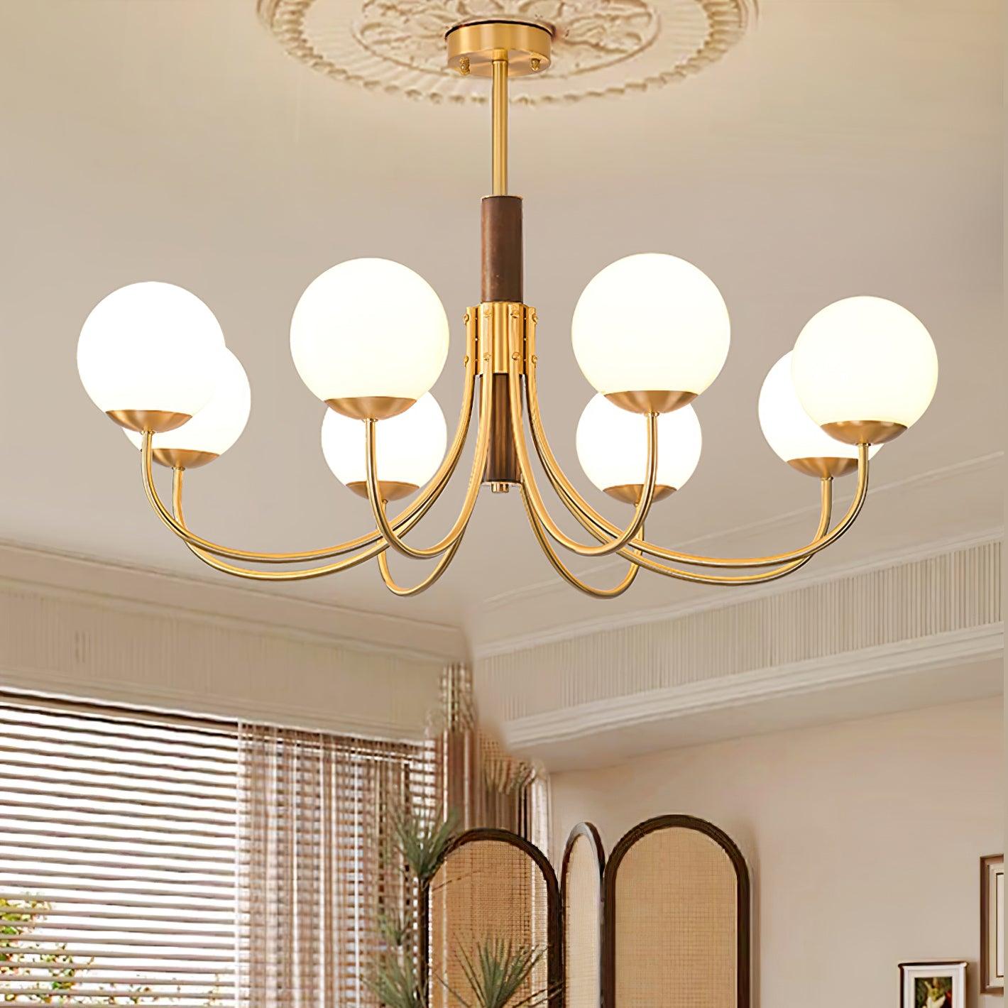 Midas Touch Walnut Sphere Chandelier - Lumpaz