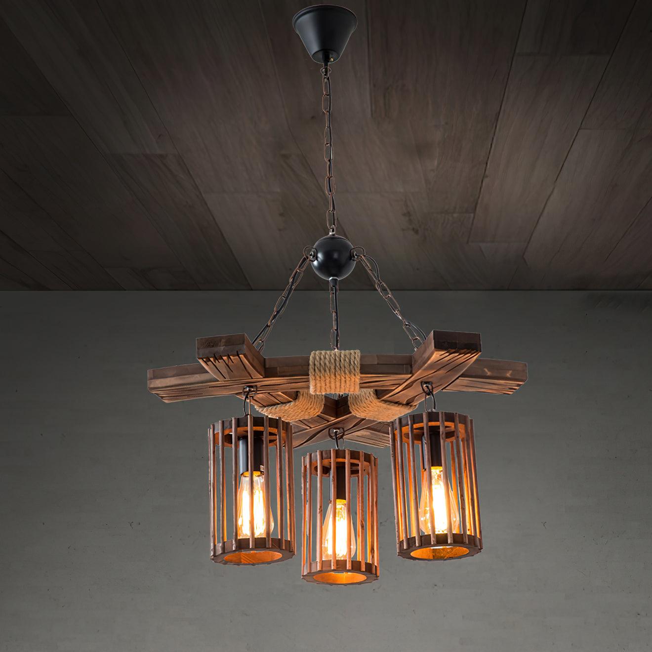 Retro Solid Wood Chandelier - Lumpaz
