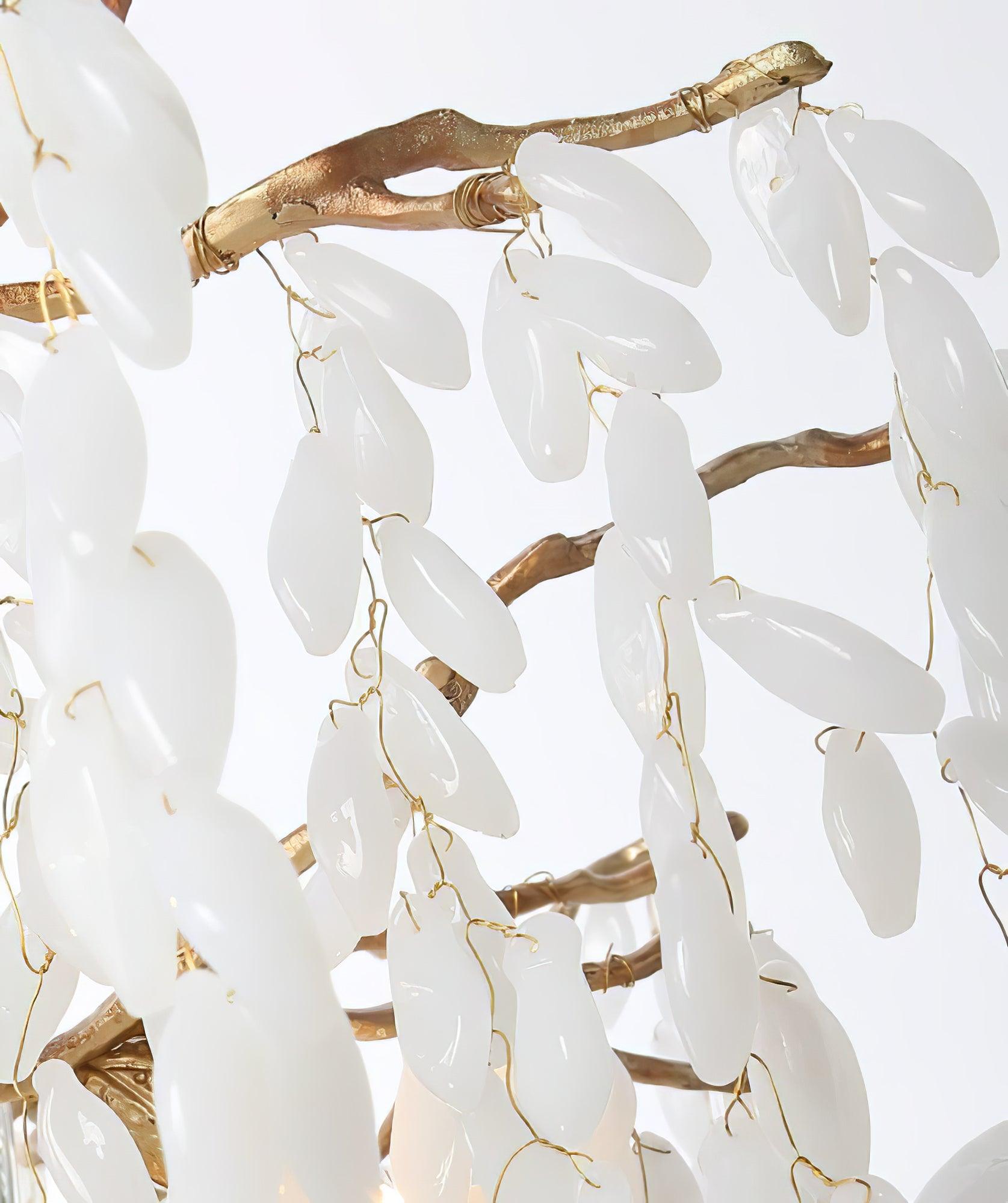 White Jade Branch Brass Chandelier - Lumpaz