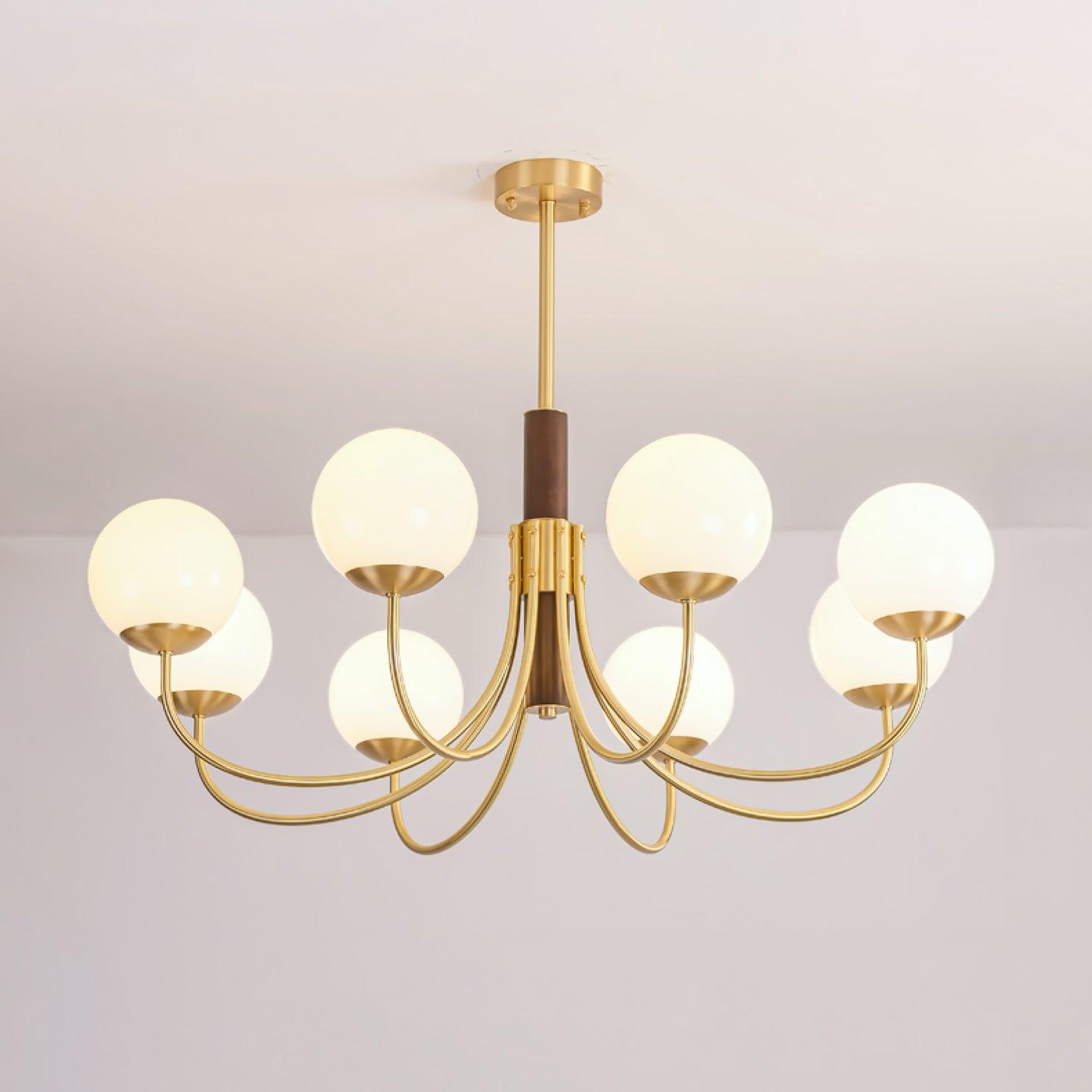 Midas Touch Walnut Sphere Chandelier - Lumpaz